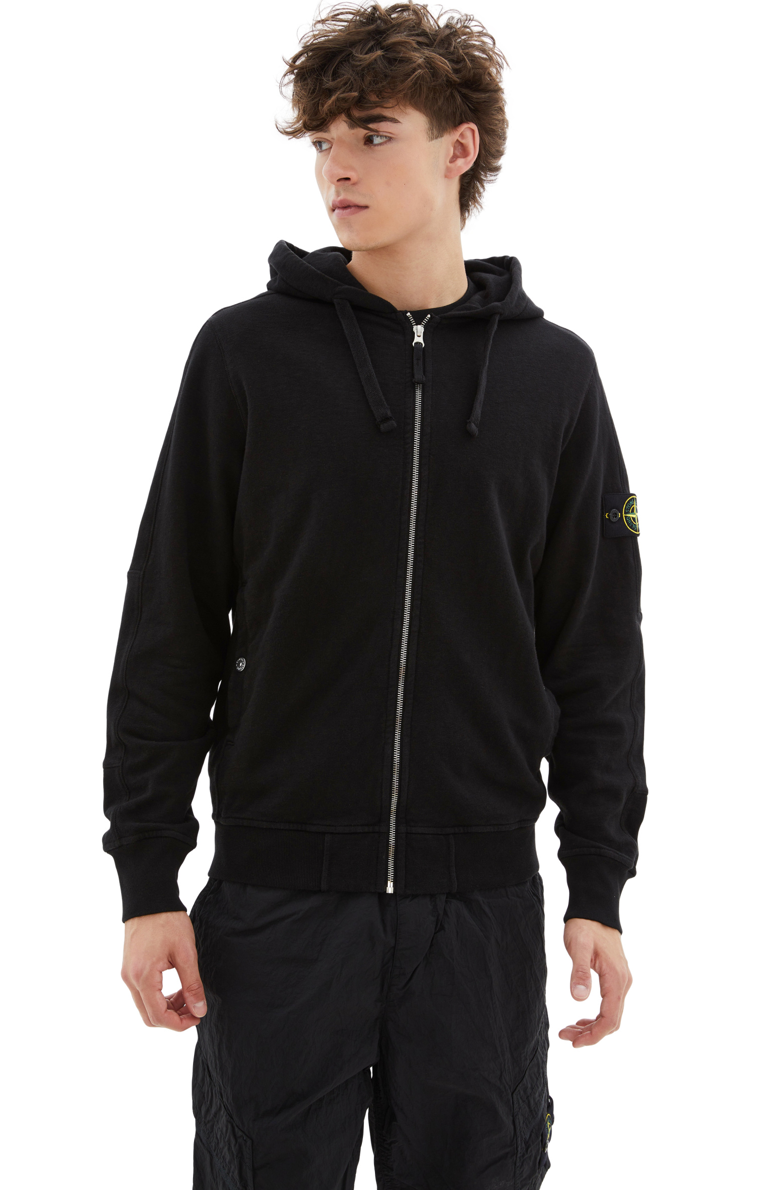 Stone Island Черное худи на молнии
