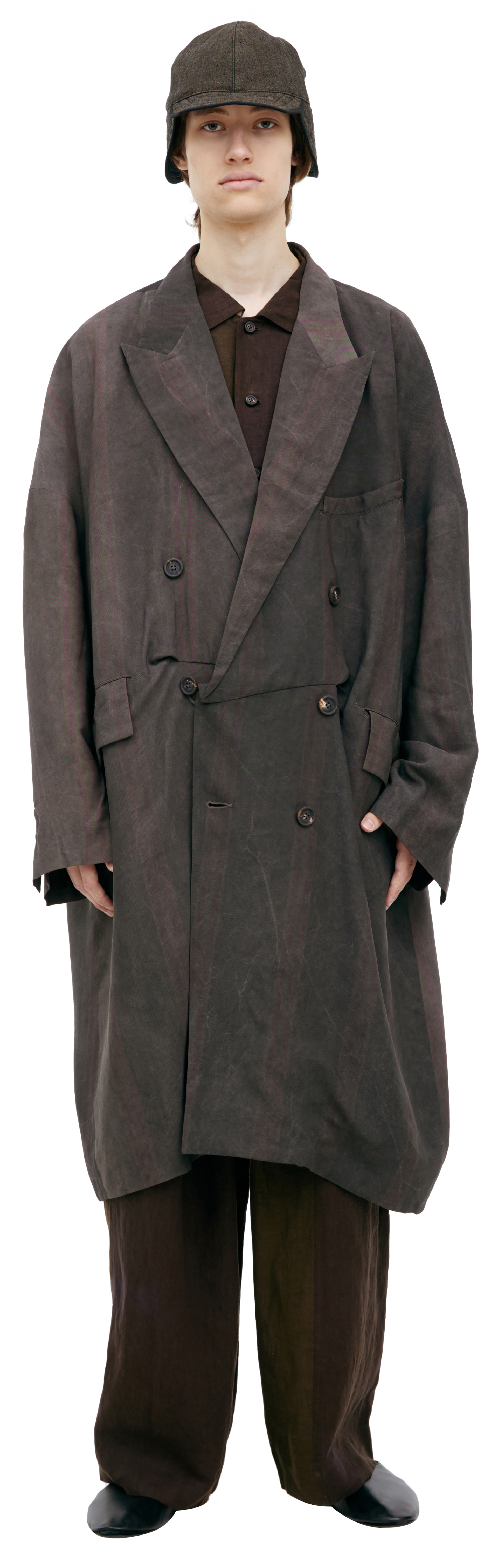 Ziggy Chen Двубортный тренч в полоску