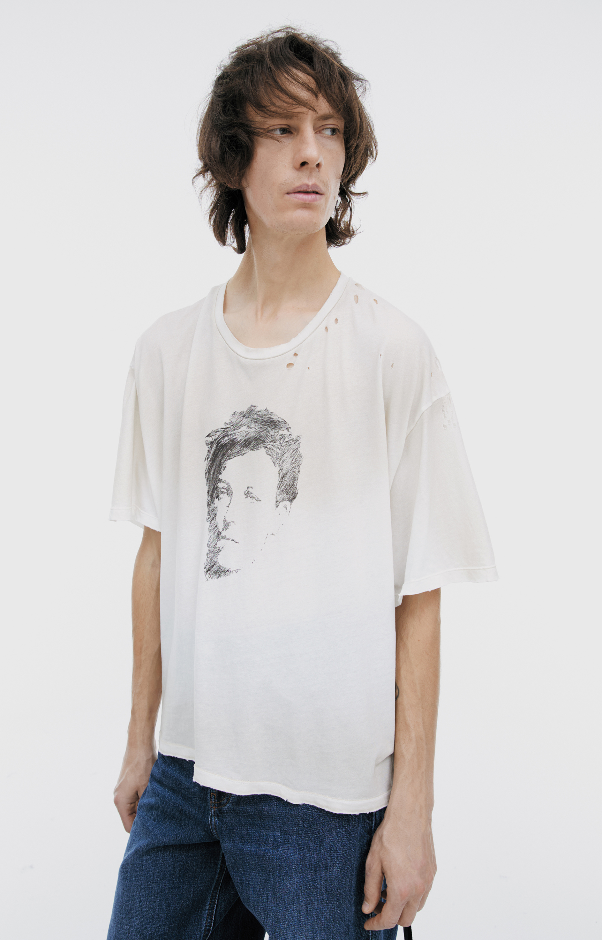 Ann Demeulemeester Хлопковая футболка с круглым вырезом
