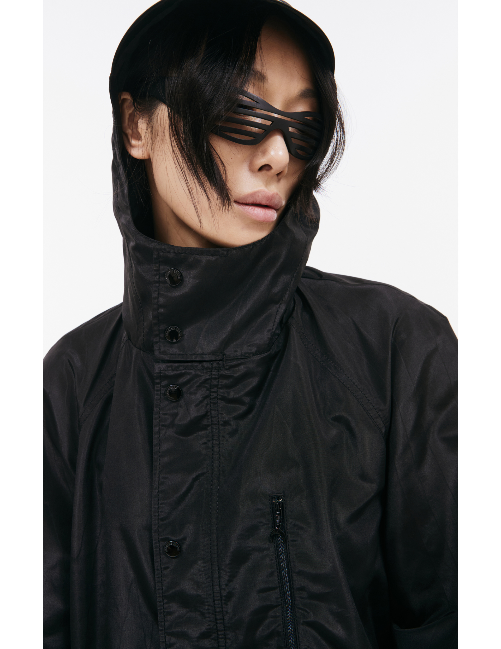 MARINE SERRE Черный дождевик с логотипом