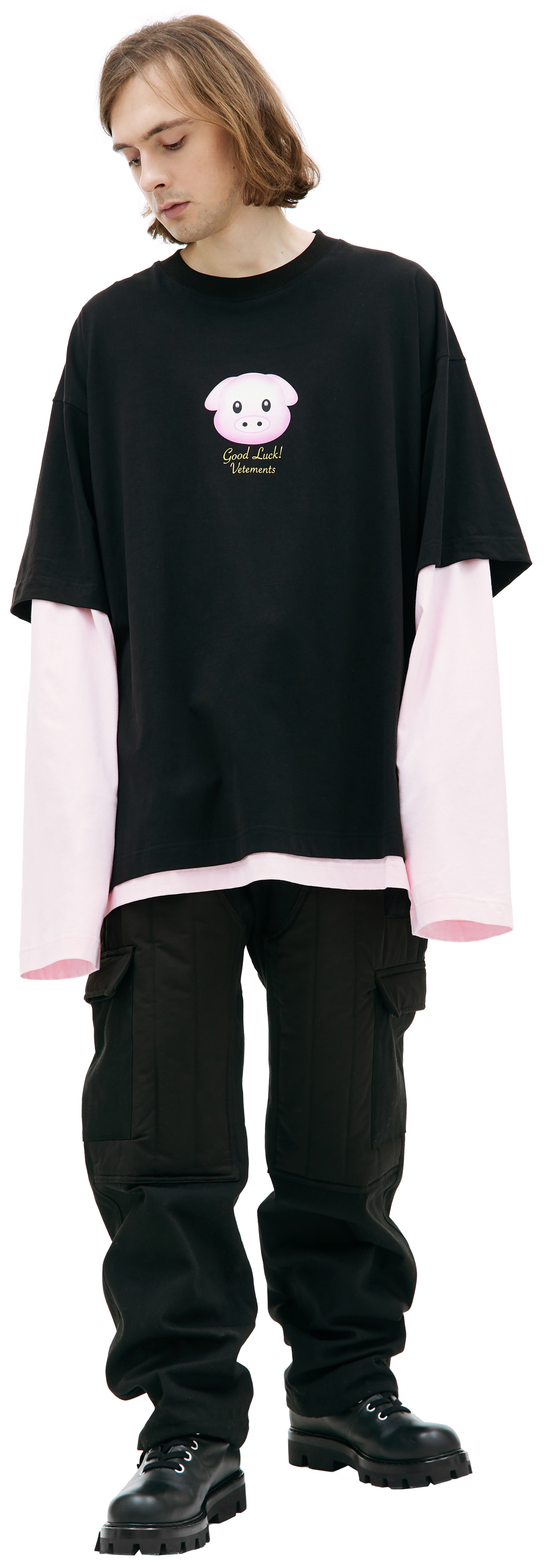 VETEMENTS Оверсайз лонгслив с принтом