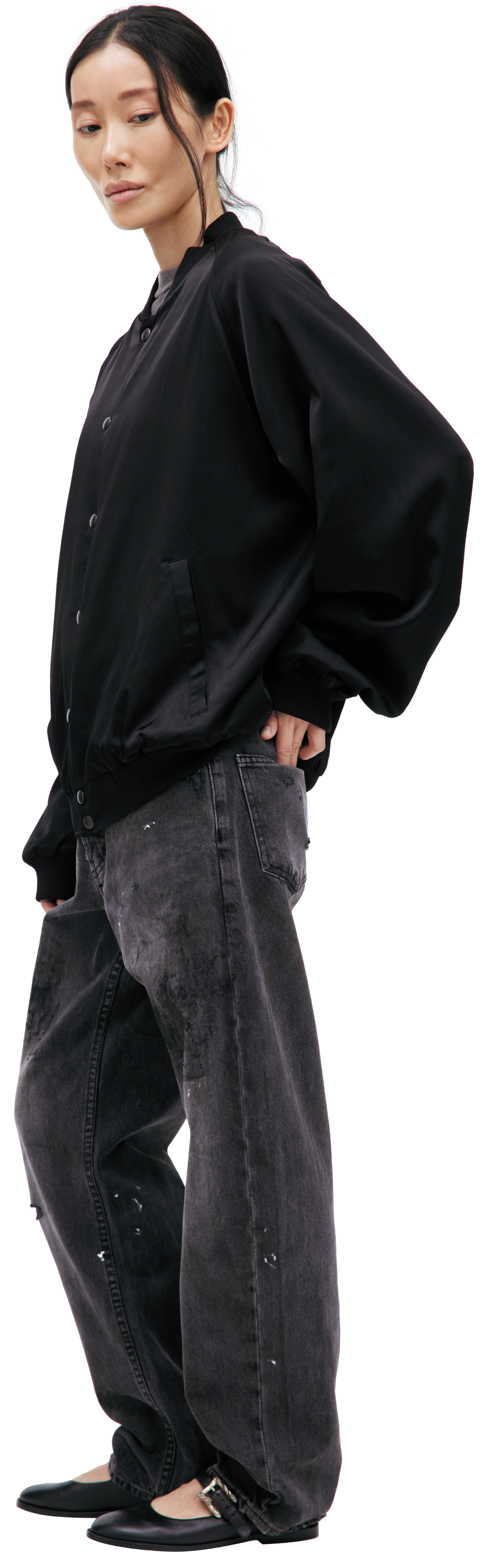 Saint Mxxxxxx Черный бомбер на кнопках