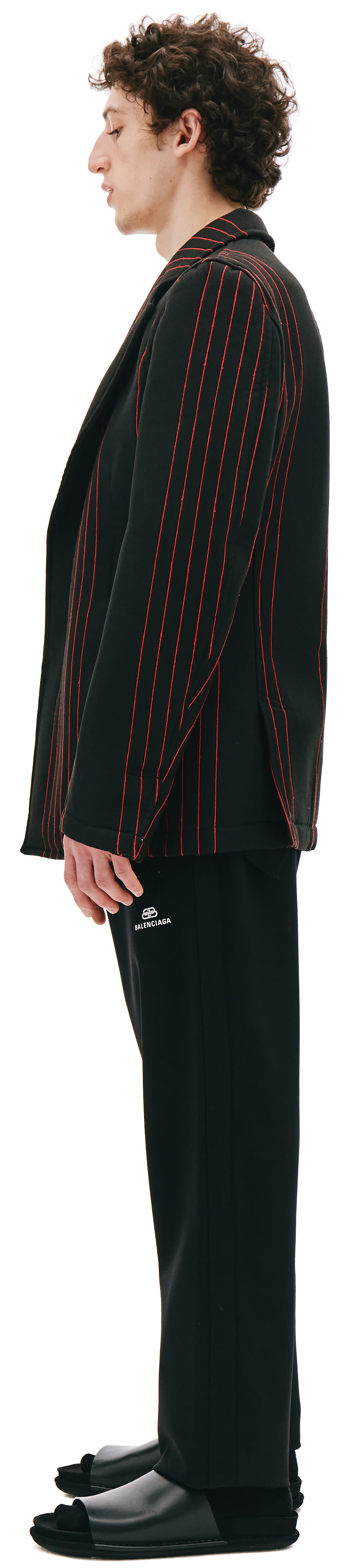 Comme des Garcons Homme plus Черный пиджак в красную полоску