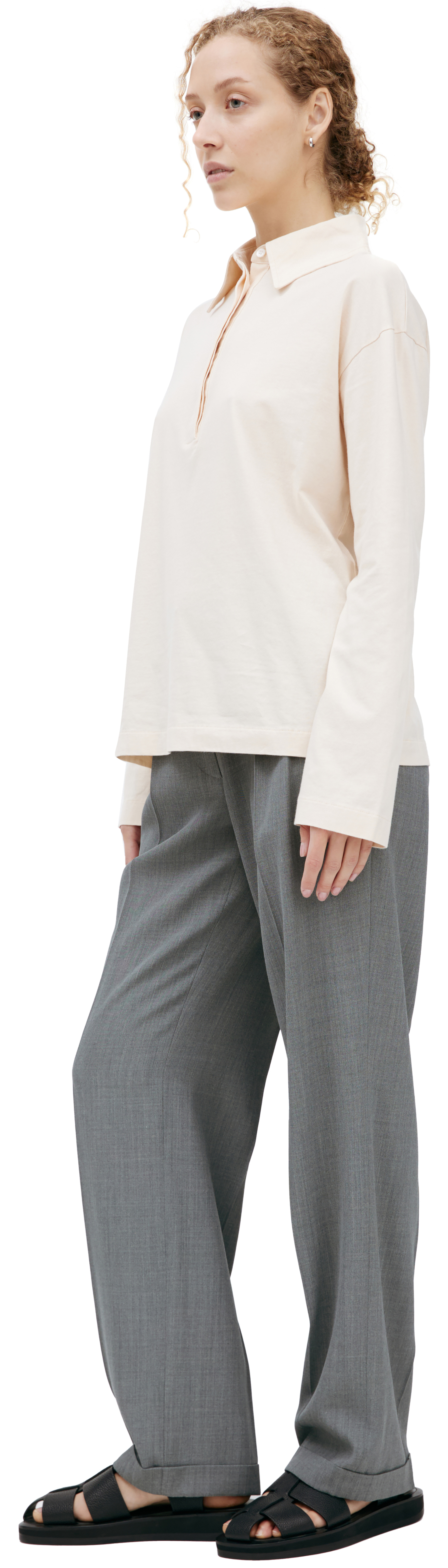 The Row Бежевое поло из хлопка