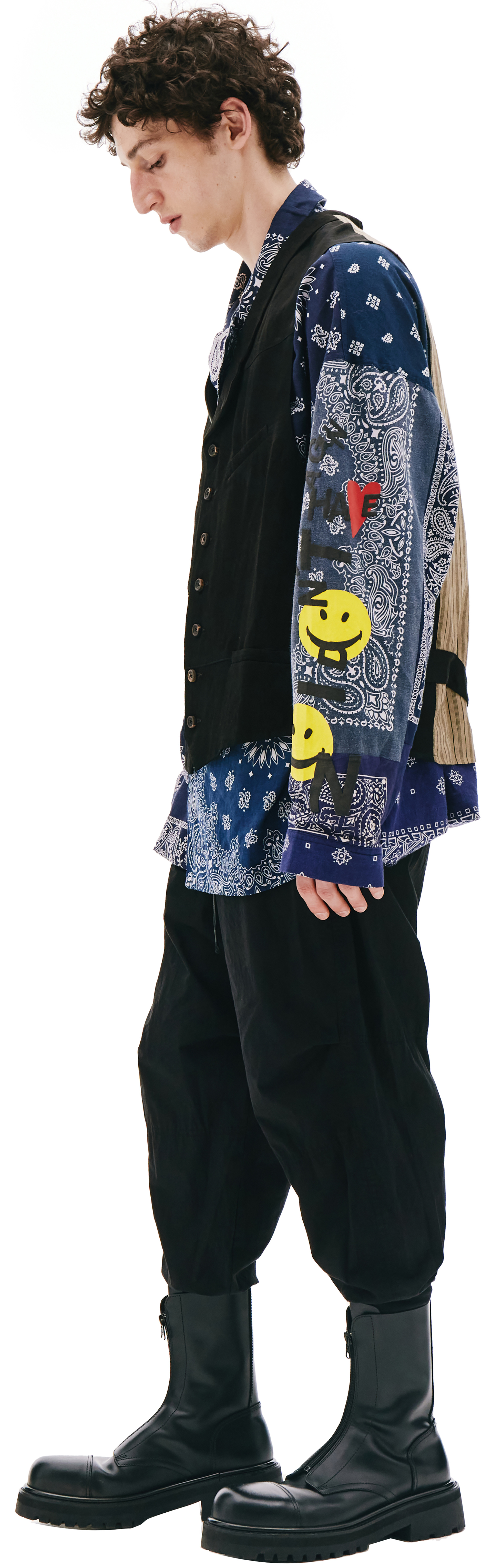 Ziggy Chen Черный льняной жилет