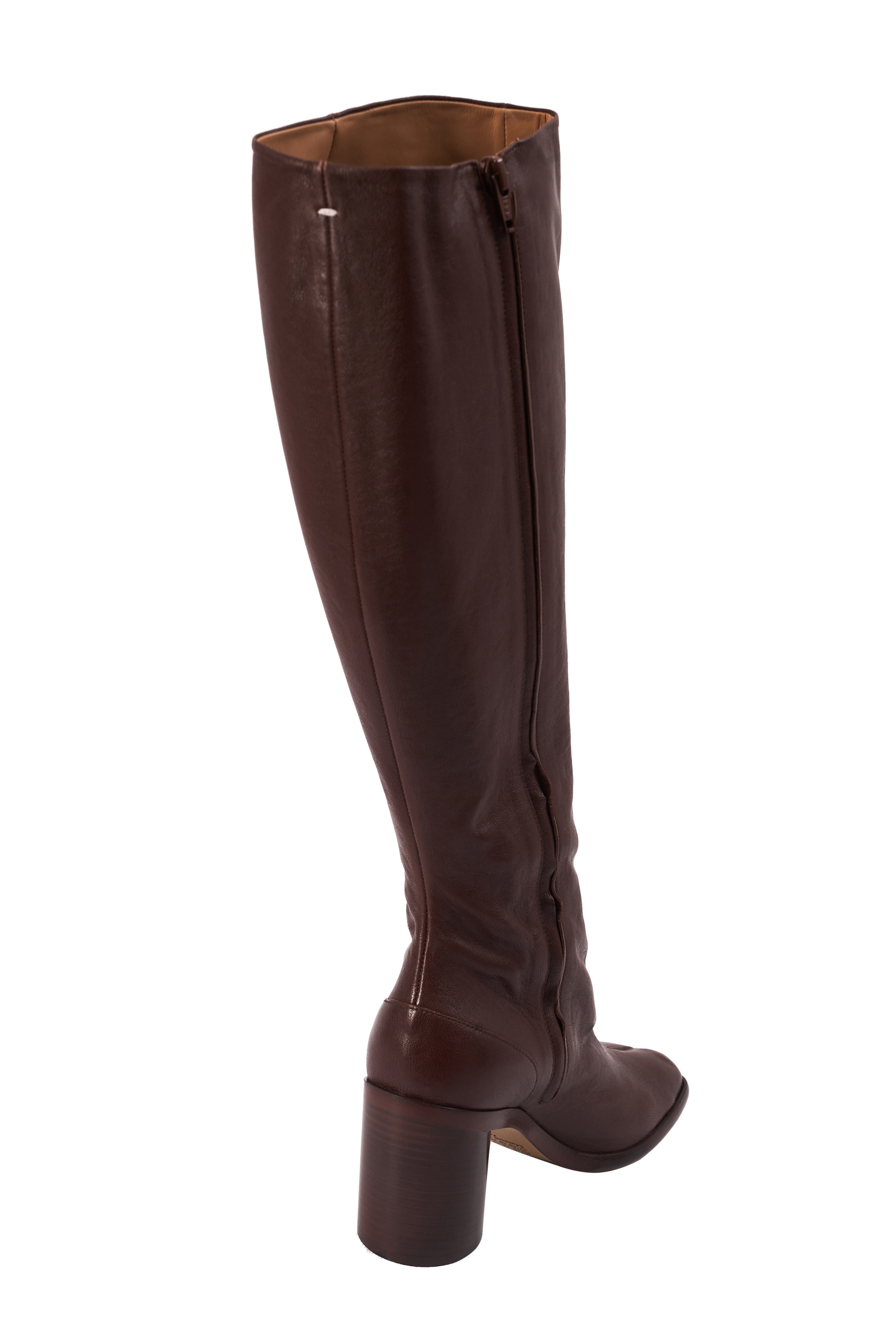 Maison Margiela Бордовые кожаные сапоги Tabi