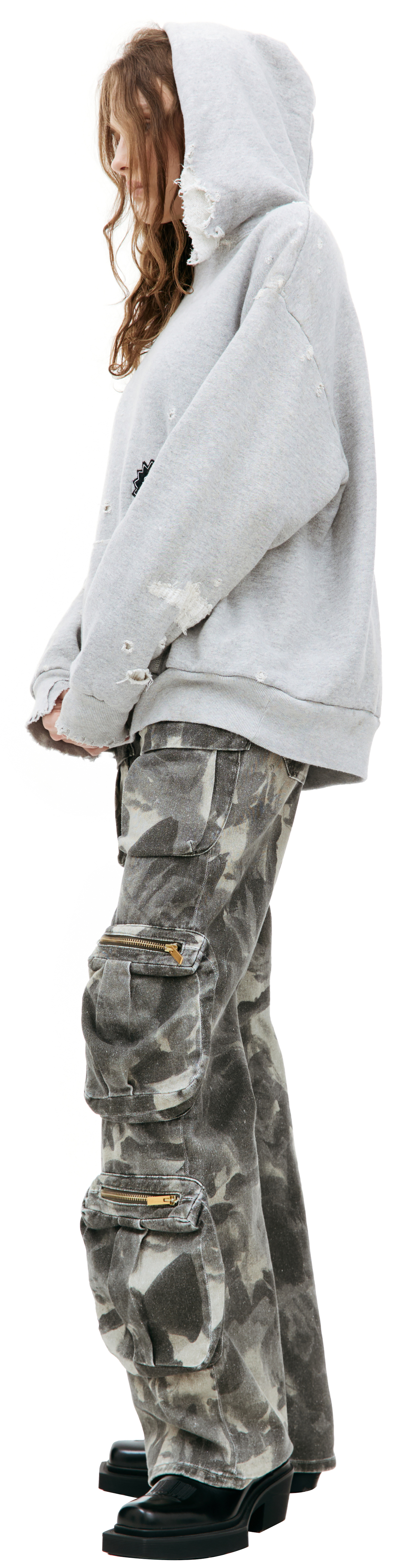 Saint Mxxxxxx Рваное худи с патчем