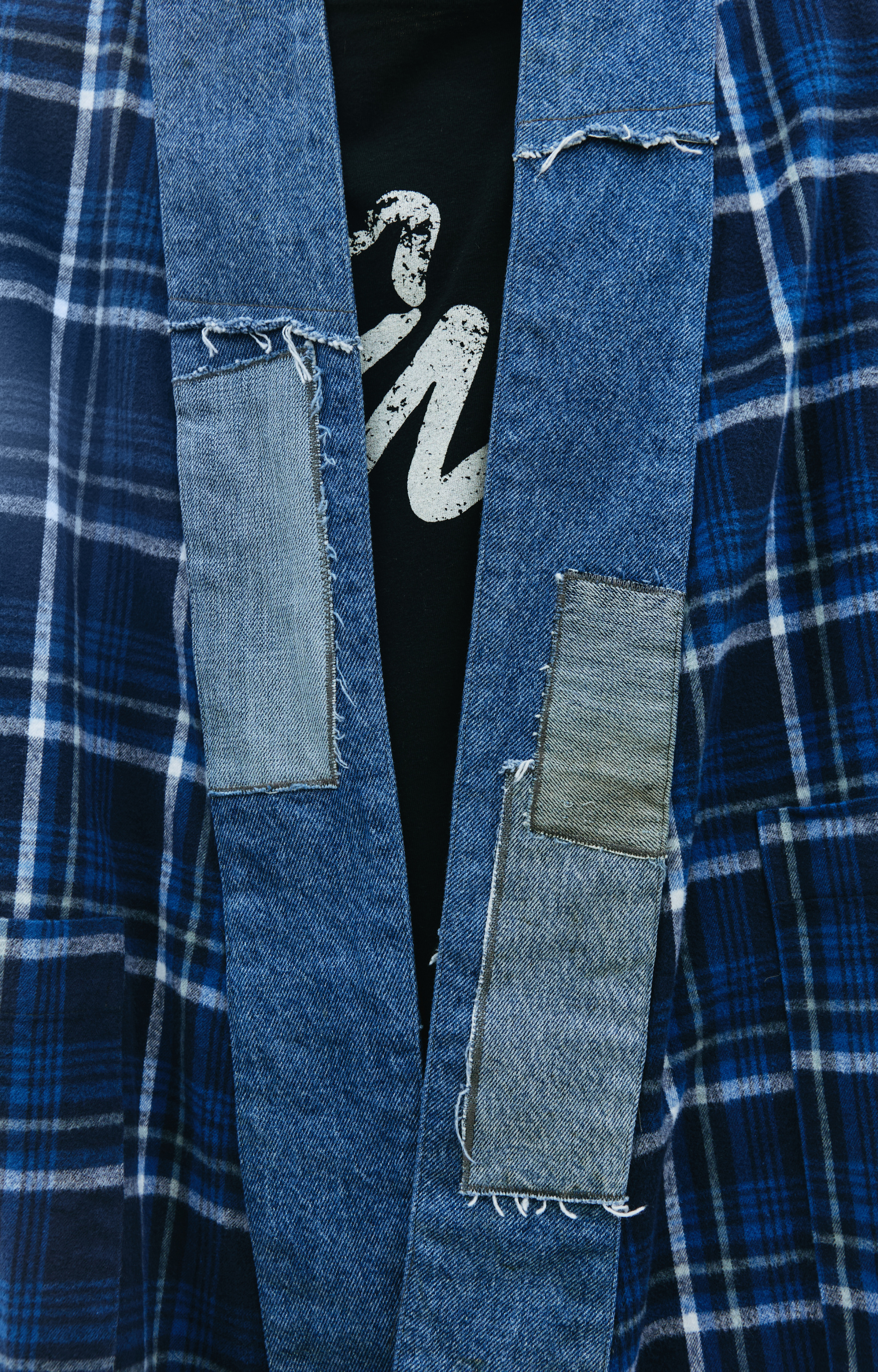 Greg Lauren Комбинированная рубашка-кимоно