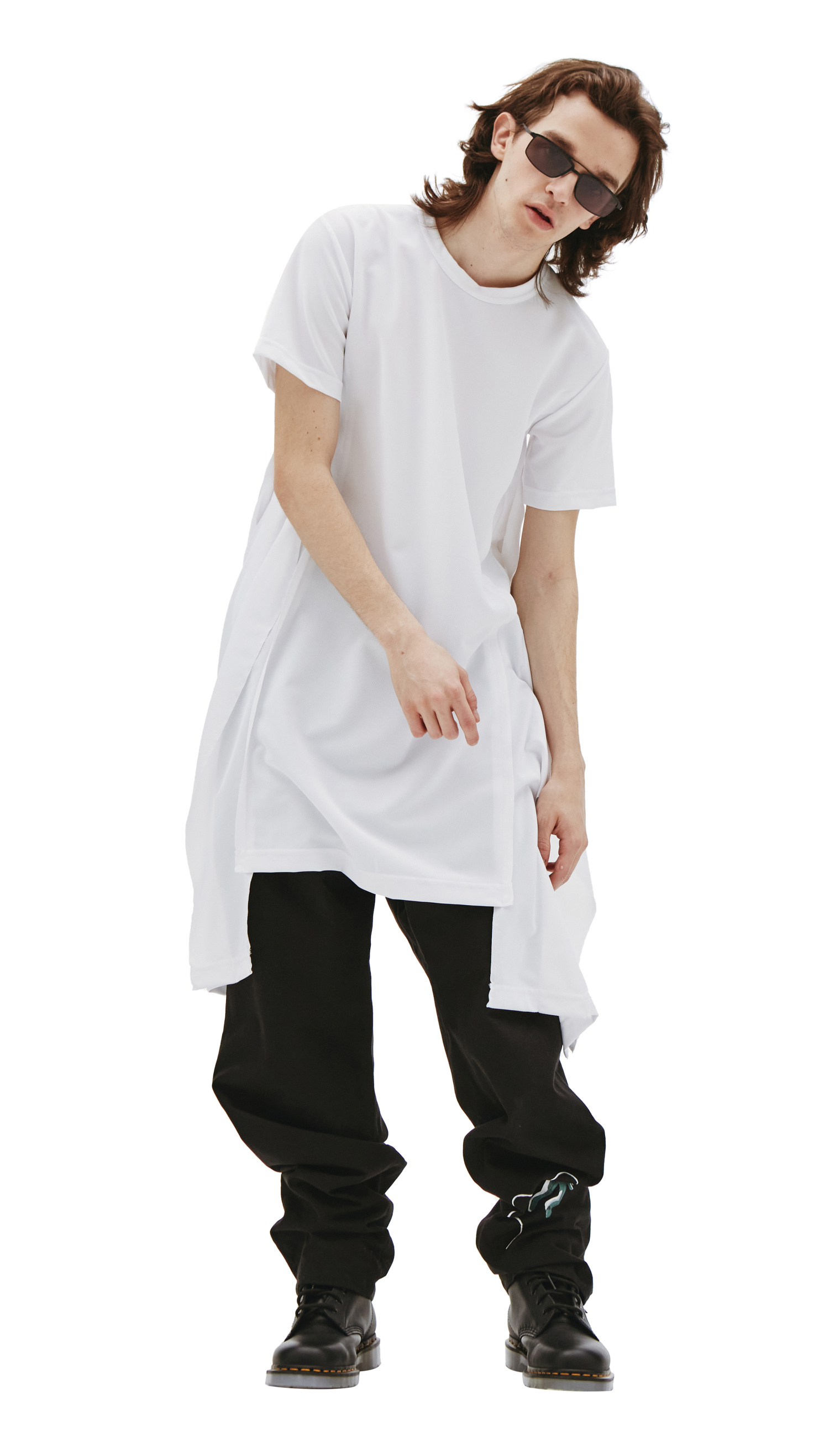 Comme des Garcons Homme plus Длинная асимметричная футболка с принтом