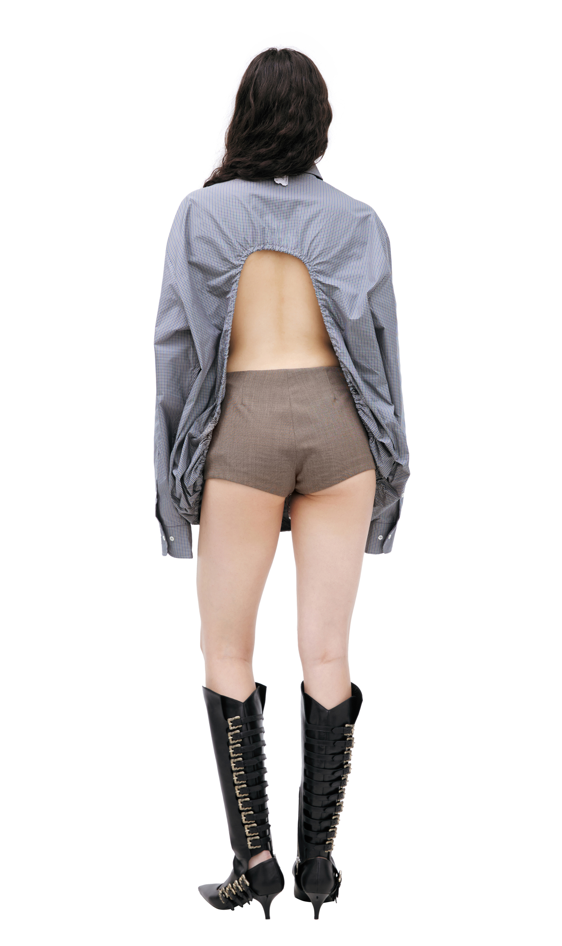 PROTOTYPES Рубашка в клетку с вырезом на спине