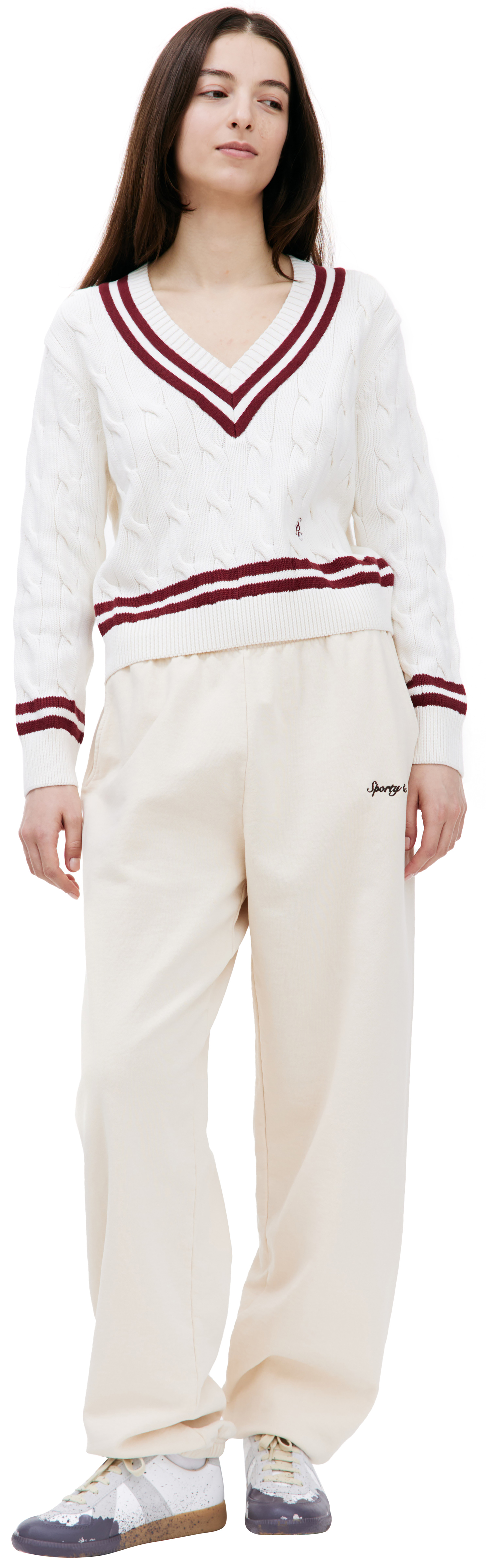 SPORTY & RICH Свитер SRC с V-вырезом