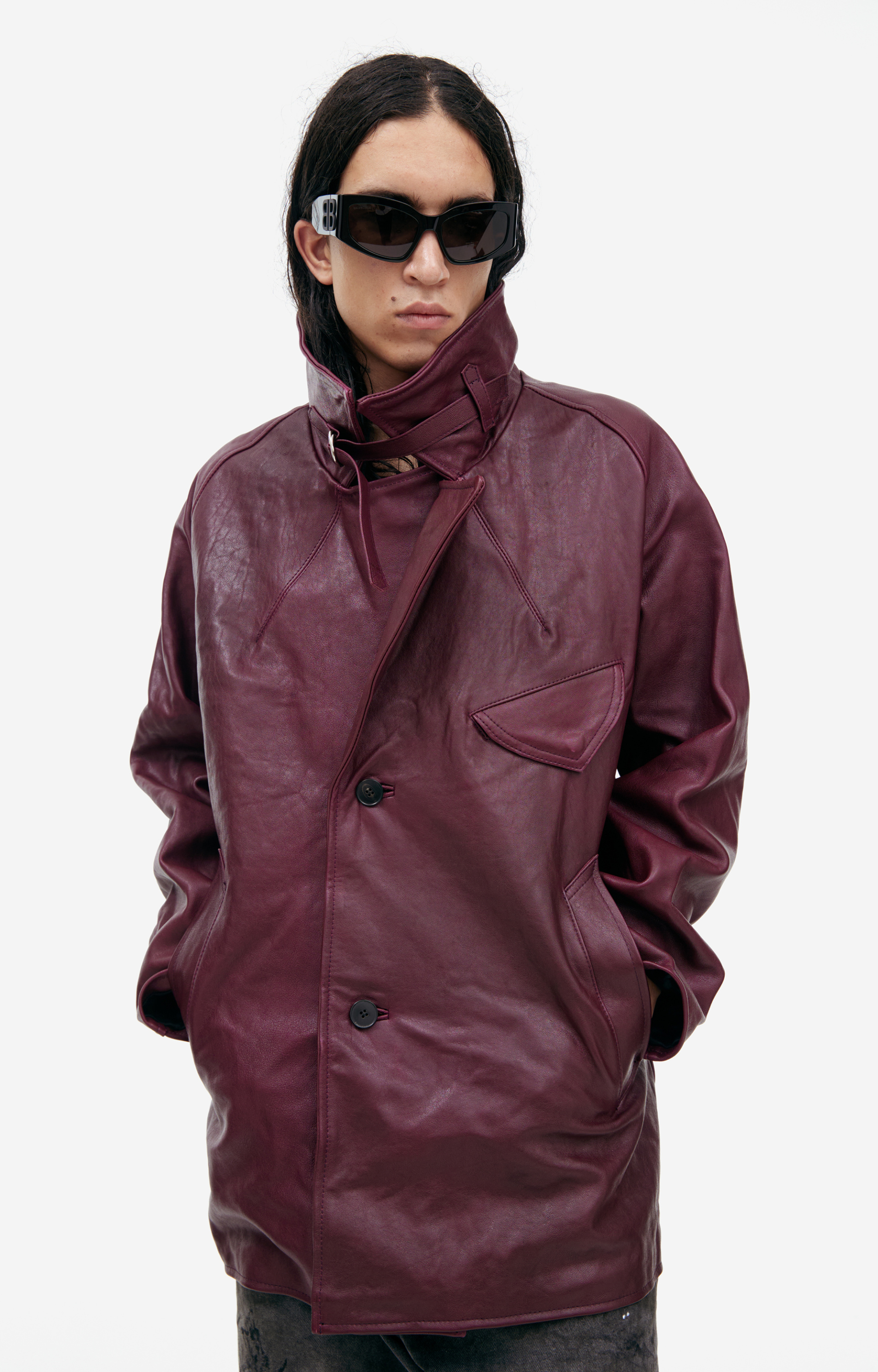 Enfants Riches Déprimés Бордовая куртка из кожи