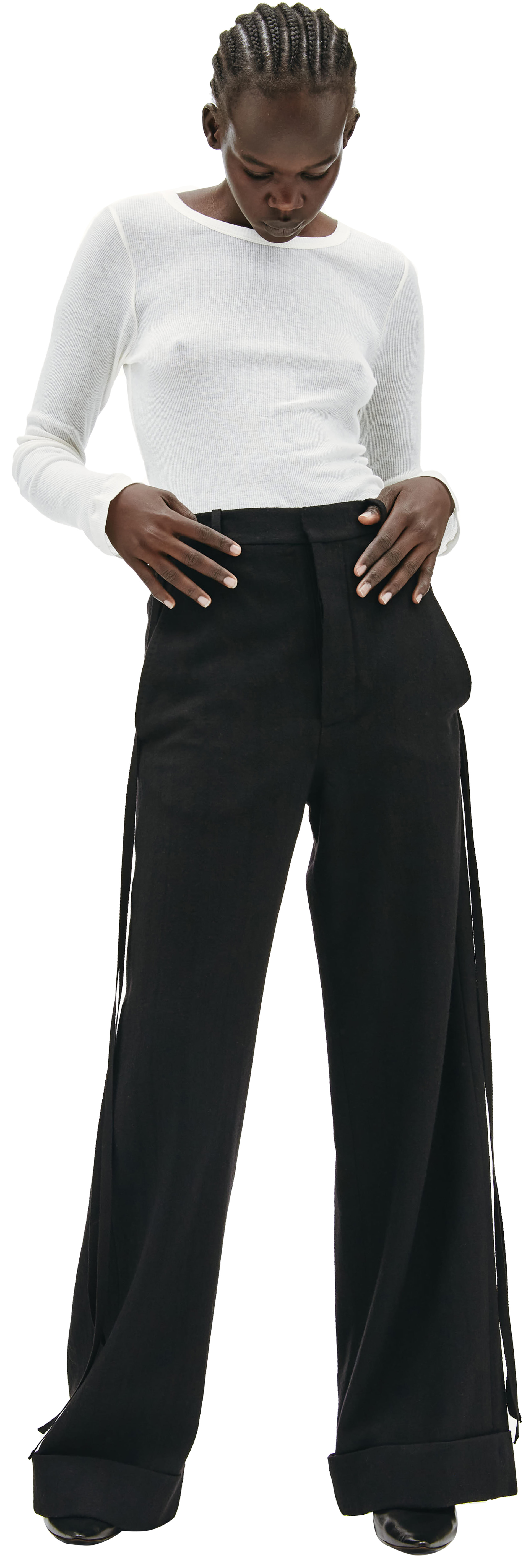 Ann Demeulemeester Широкие брюки Bonne с лентами