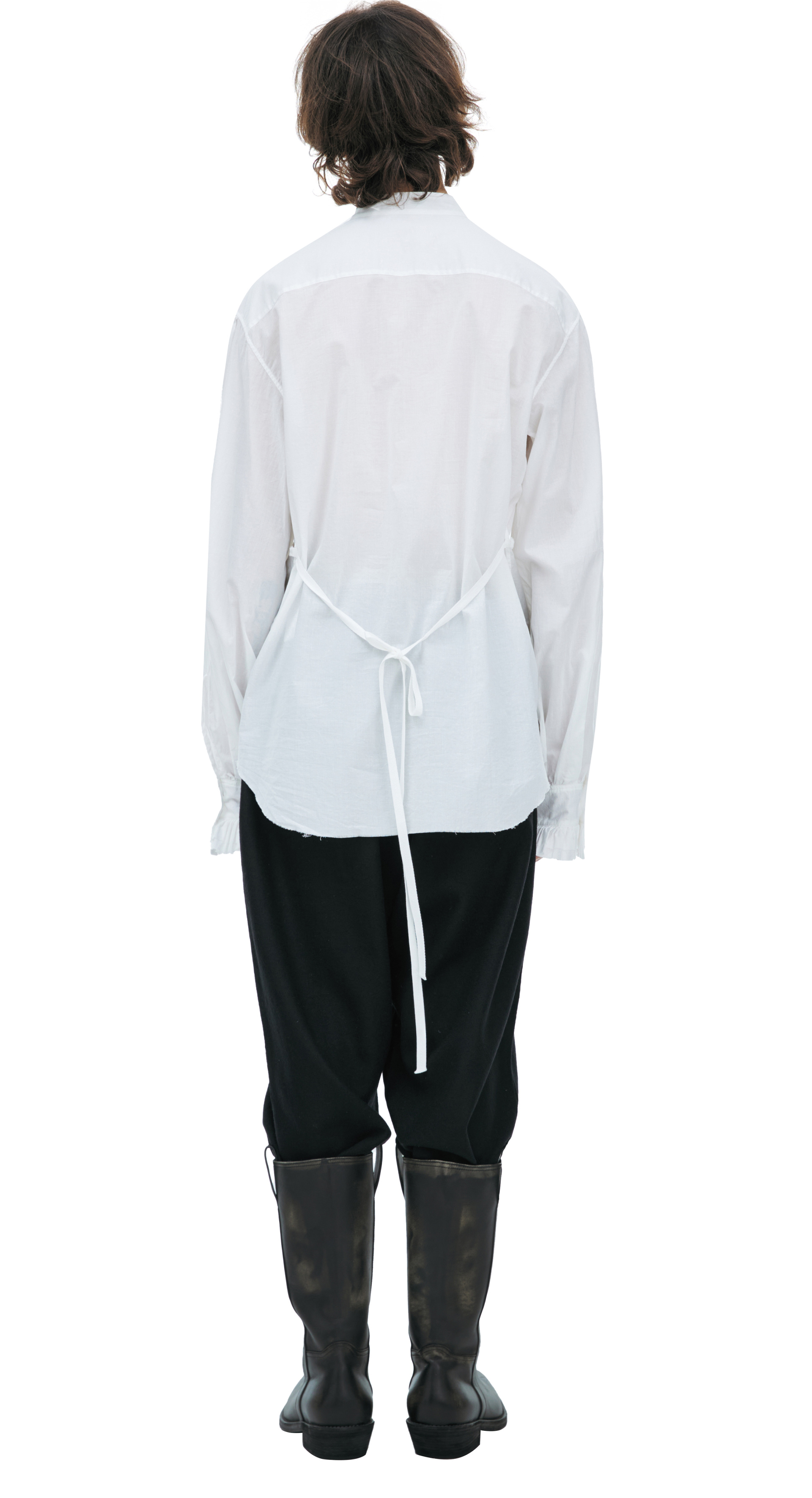 Ann Demeulemeester Хлопковая рубашка с объемными оборками на манишке