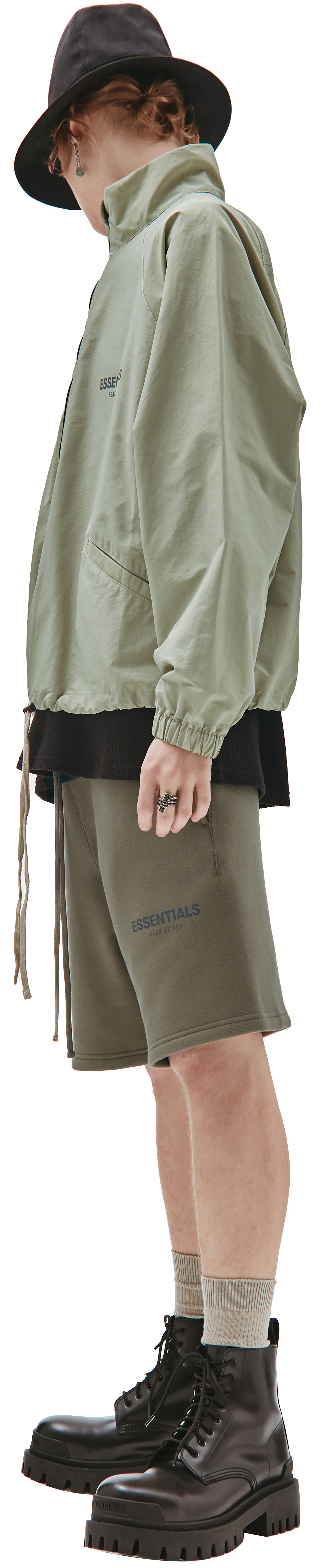 Fear of God Essentials Зеленый анорак на молнии с логотипом