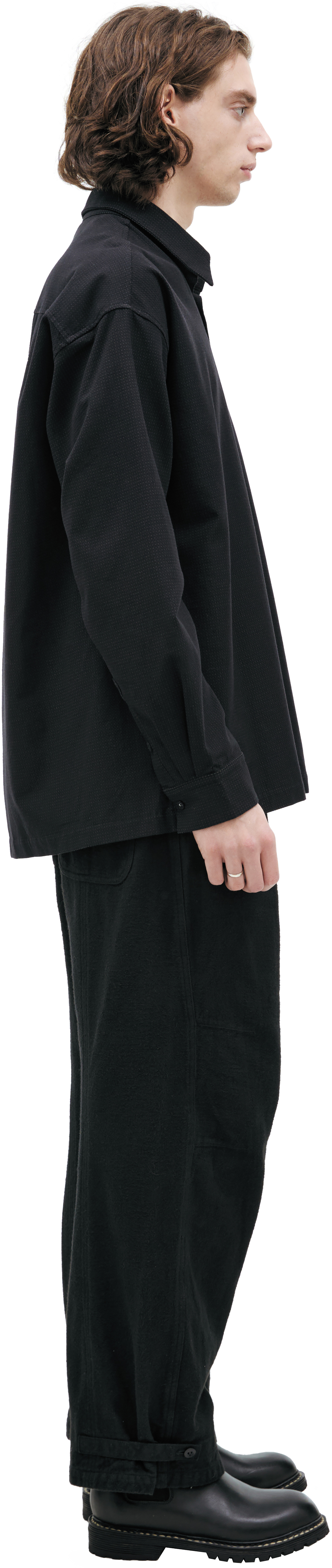 The Viridi-Anne Рубашка-VI-3910-02 мелкий горошек,по бокам на пуговицах,на пуговицах,черная