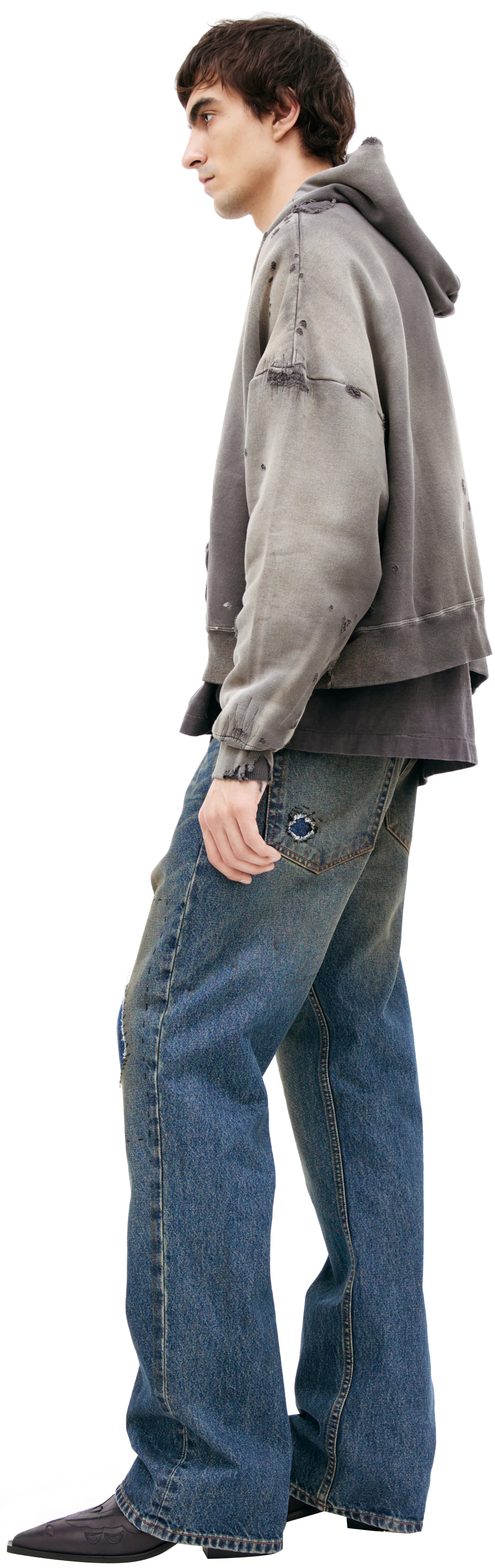 Saint Mxxxxxx Рваное худи на молнии