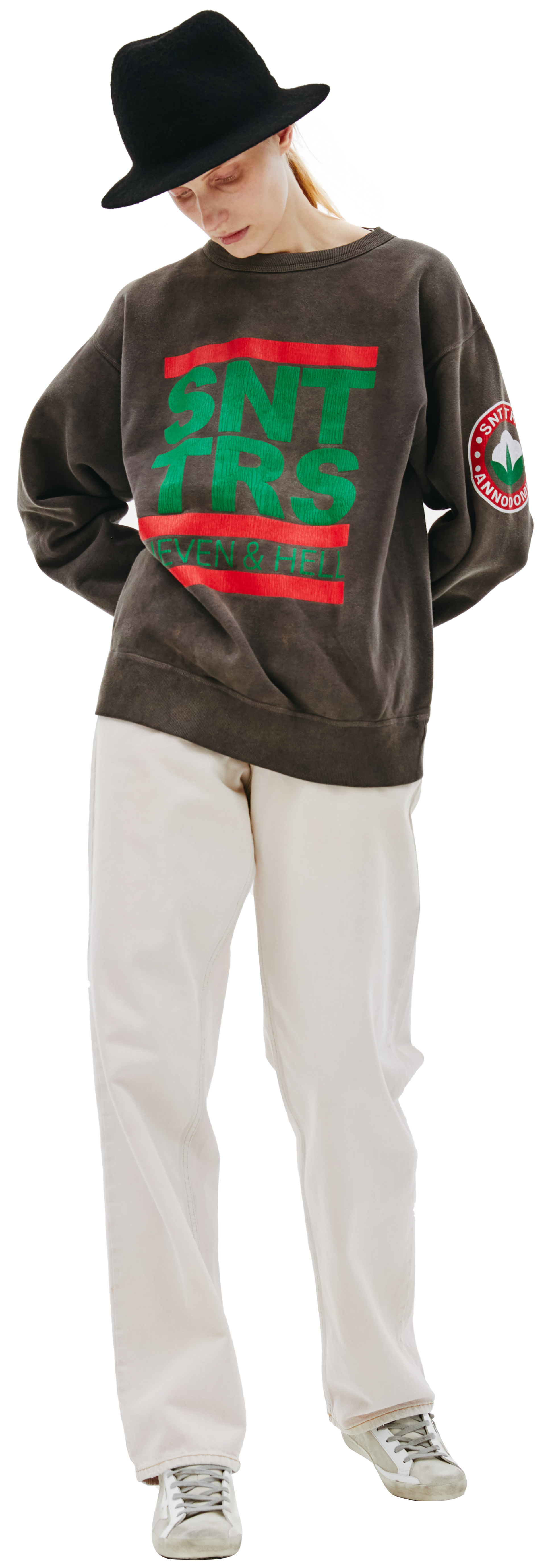 Saint Michael Серый свитшот с принтом