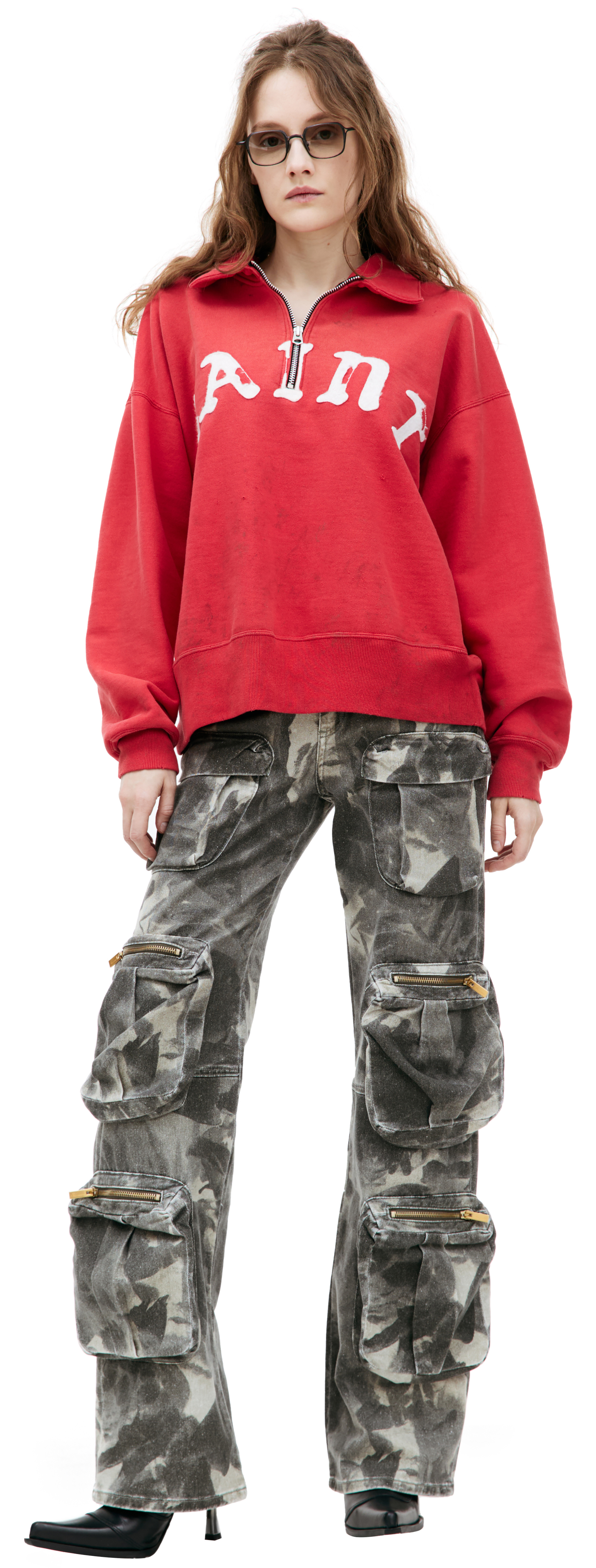 Saint Mxxxxxx Красный свитшот на молнии