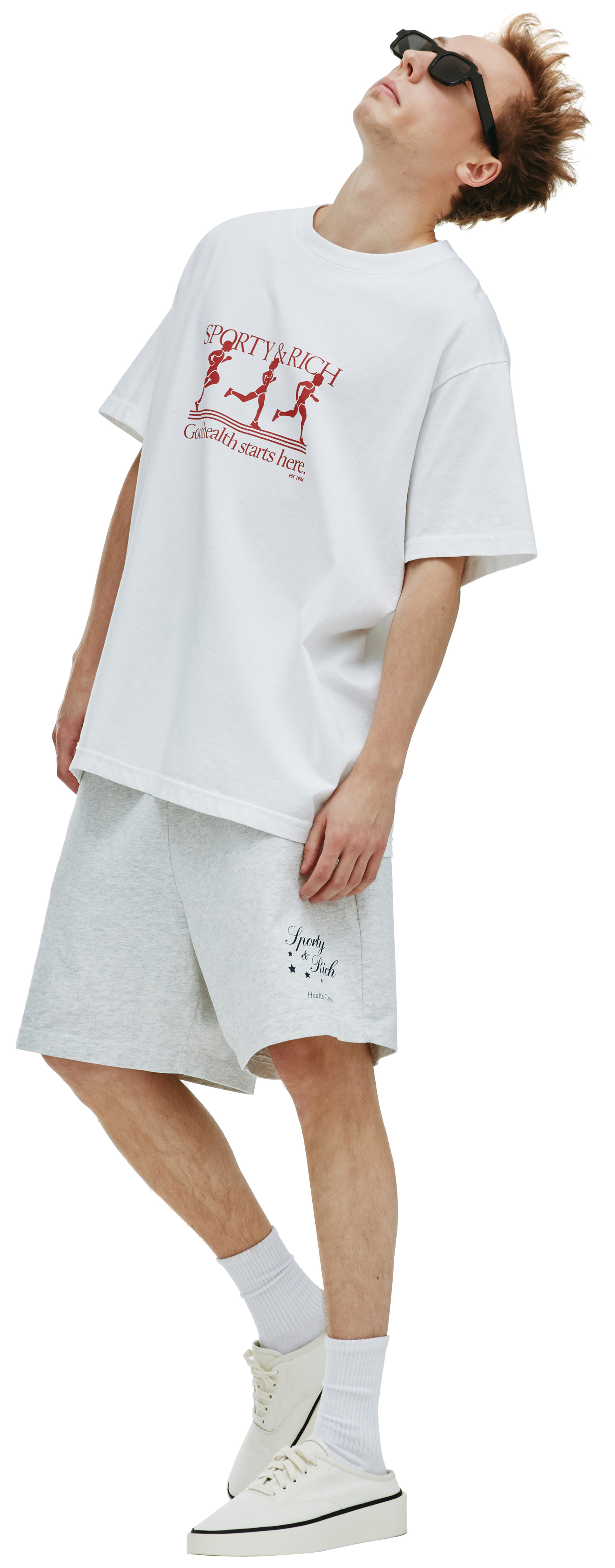 SPORTY & RICH Белая футболка с принтом