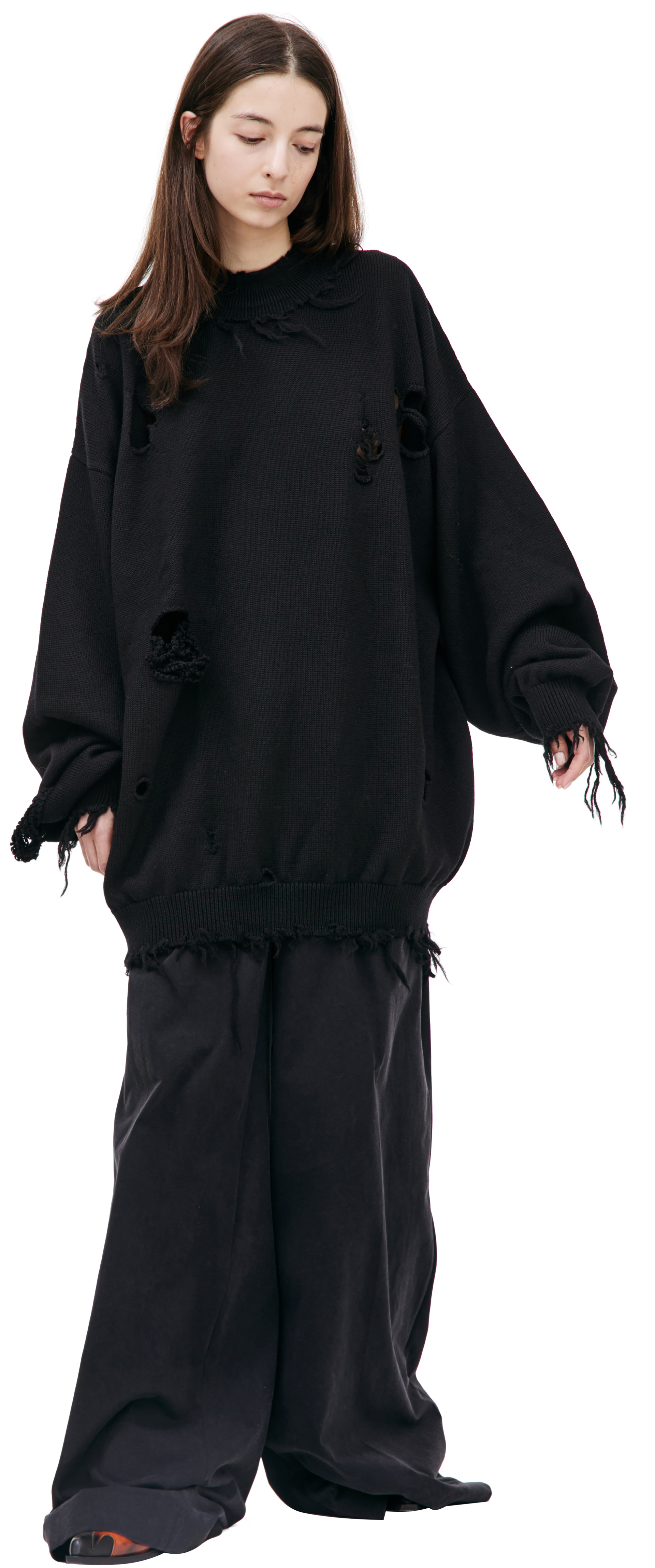 VETEMENTS Рваный оверсайз свитер из шерсти