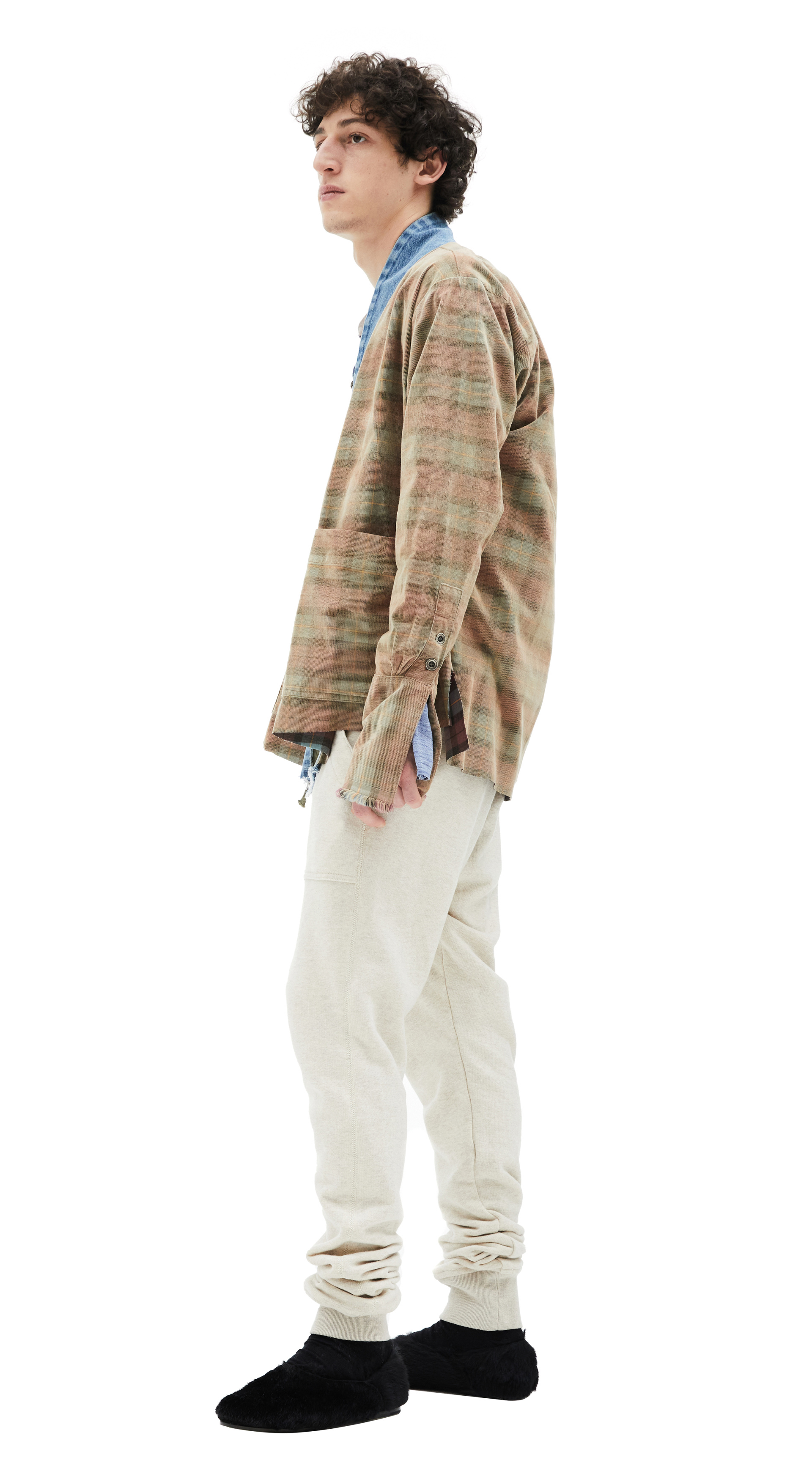 Greg Lauren Рубашка со вставками из денима