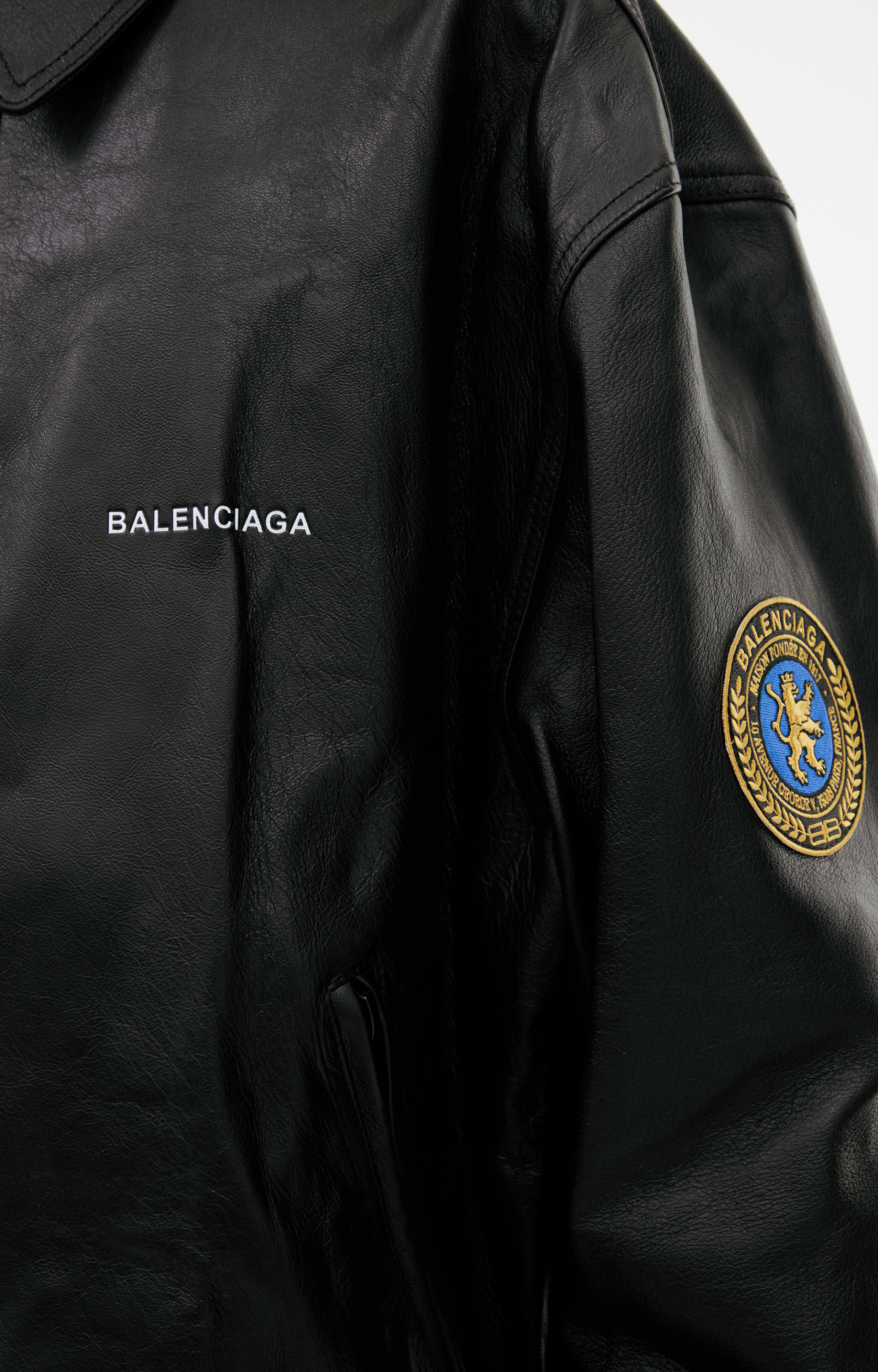Balenciaga Кожаная куртка с патчами