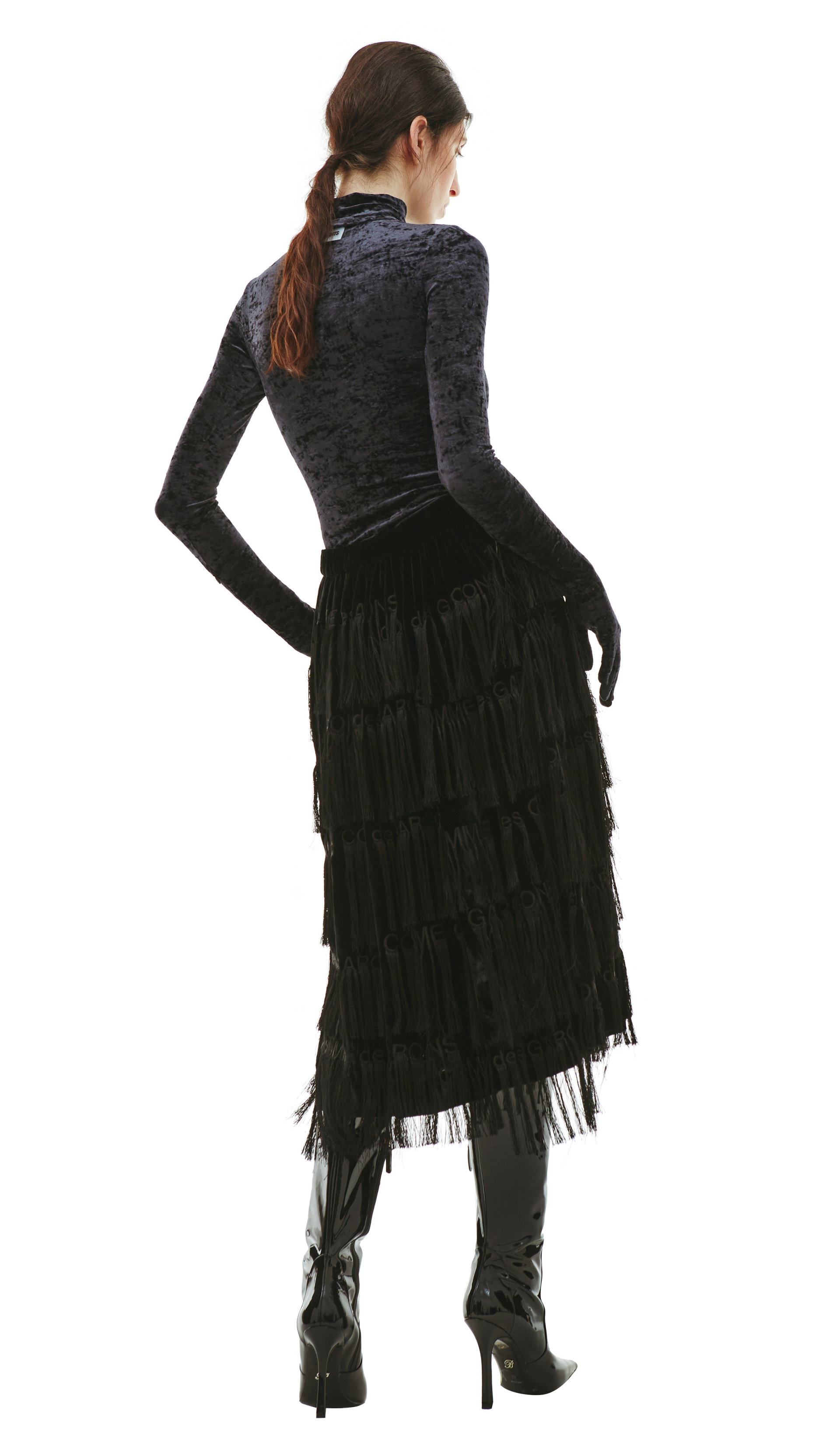 Comme des Garcons Юбка с бахромой и логотипами