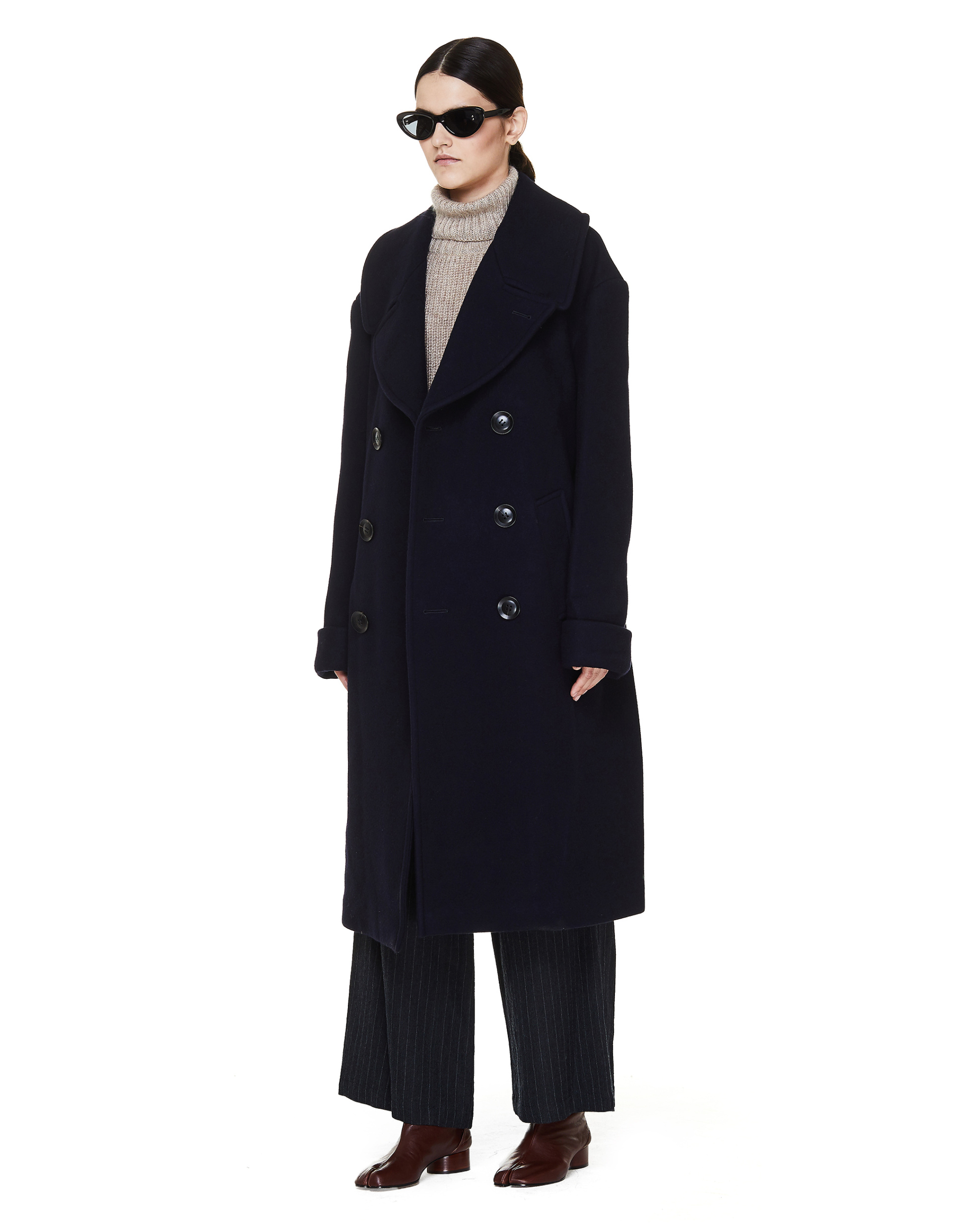 Y\'s Темно-синее пальто из шерсти