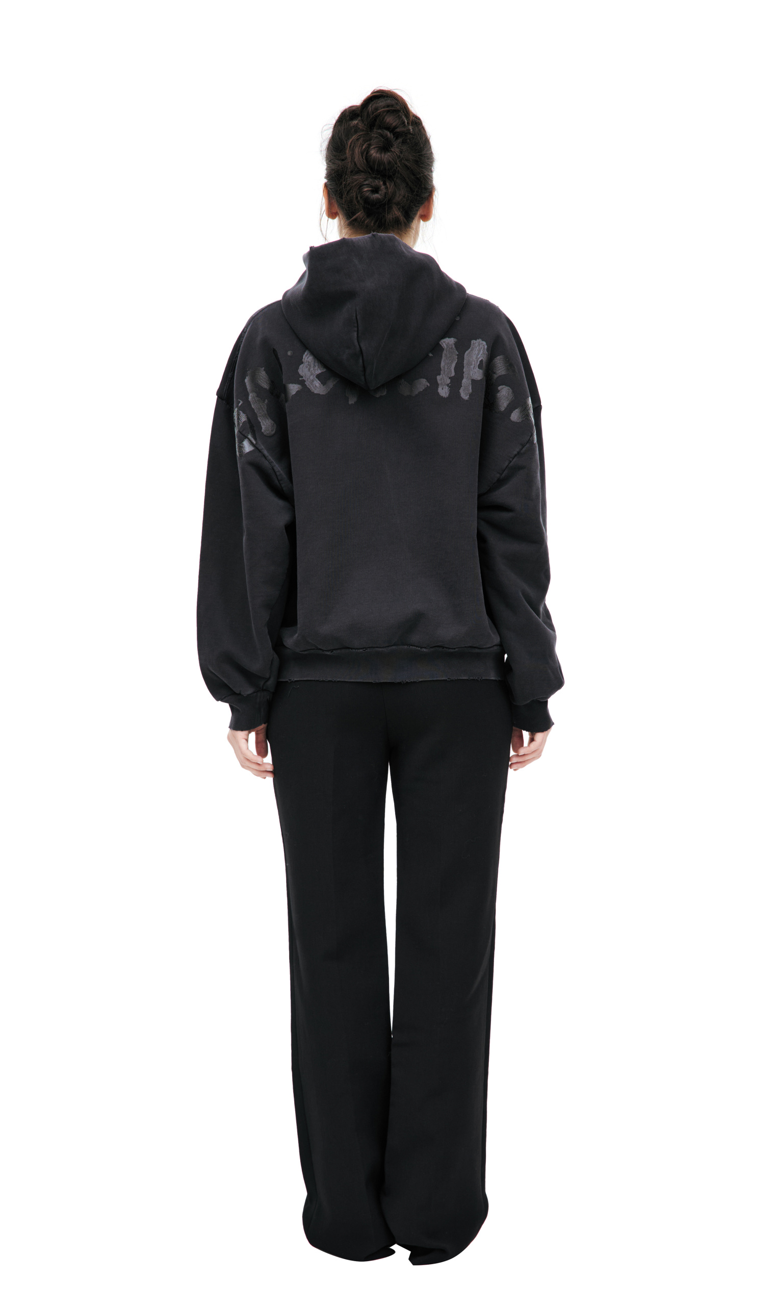 Balenciaga Худи-803264/TRVU1/1041 принт лого краской на спине, на молнии. выстир черн