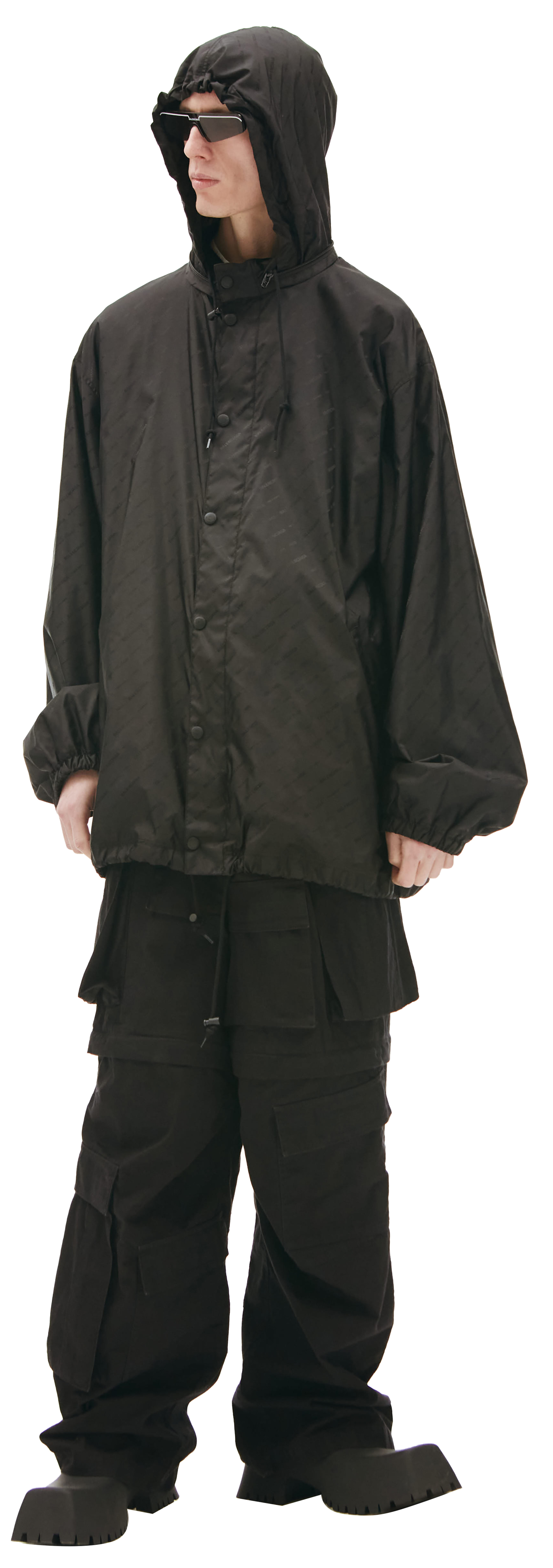 Balenciaga Черная ветровка с монопринтом