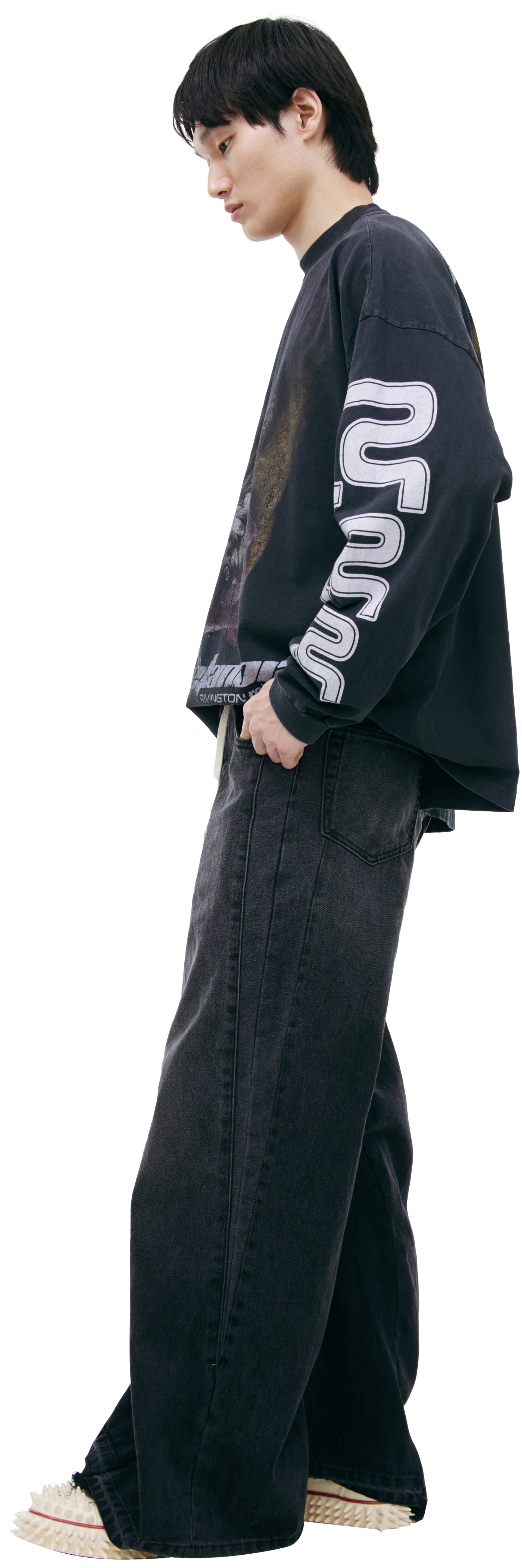 RRR123 Серые джинсы клеш