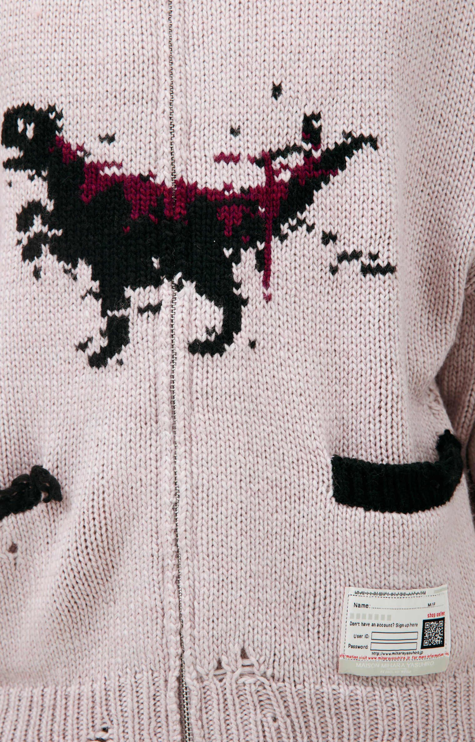Maison Mihara Yasuhiro Вязаный кардиган \'Dinosaur-intarsia\'
