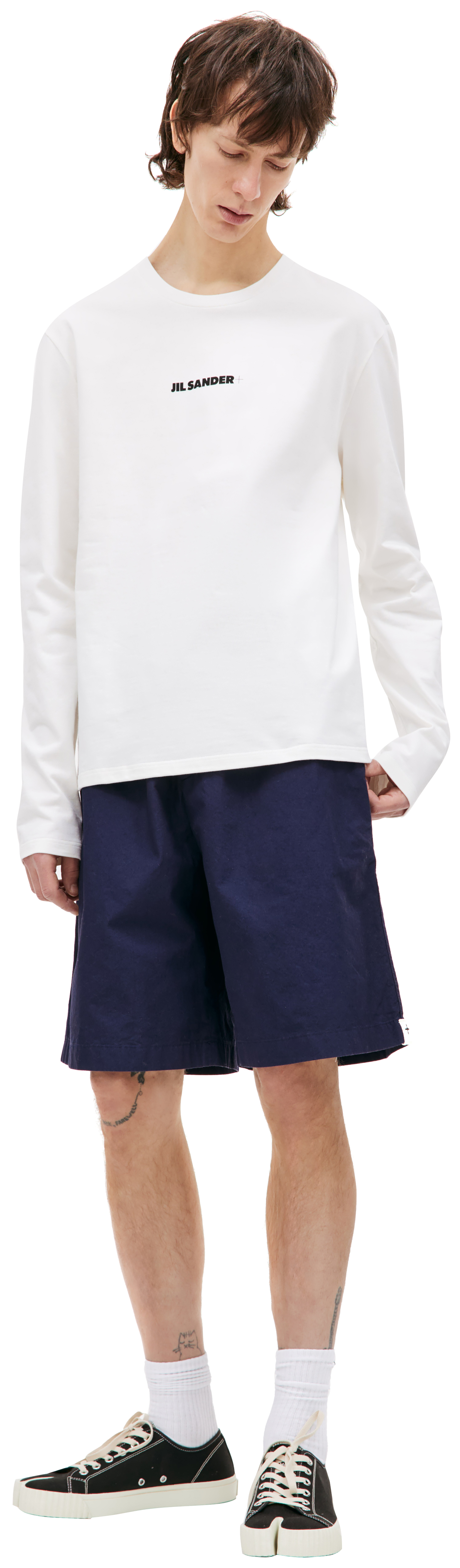 Jil Sander Белый лонгслив с логотипом