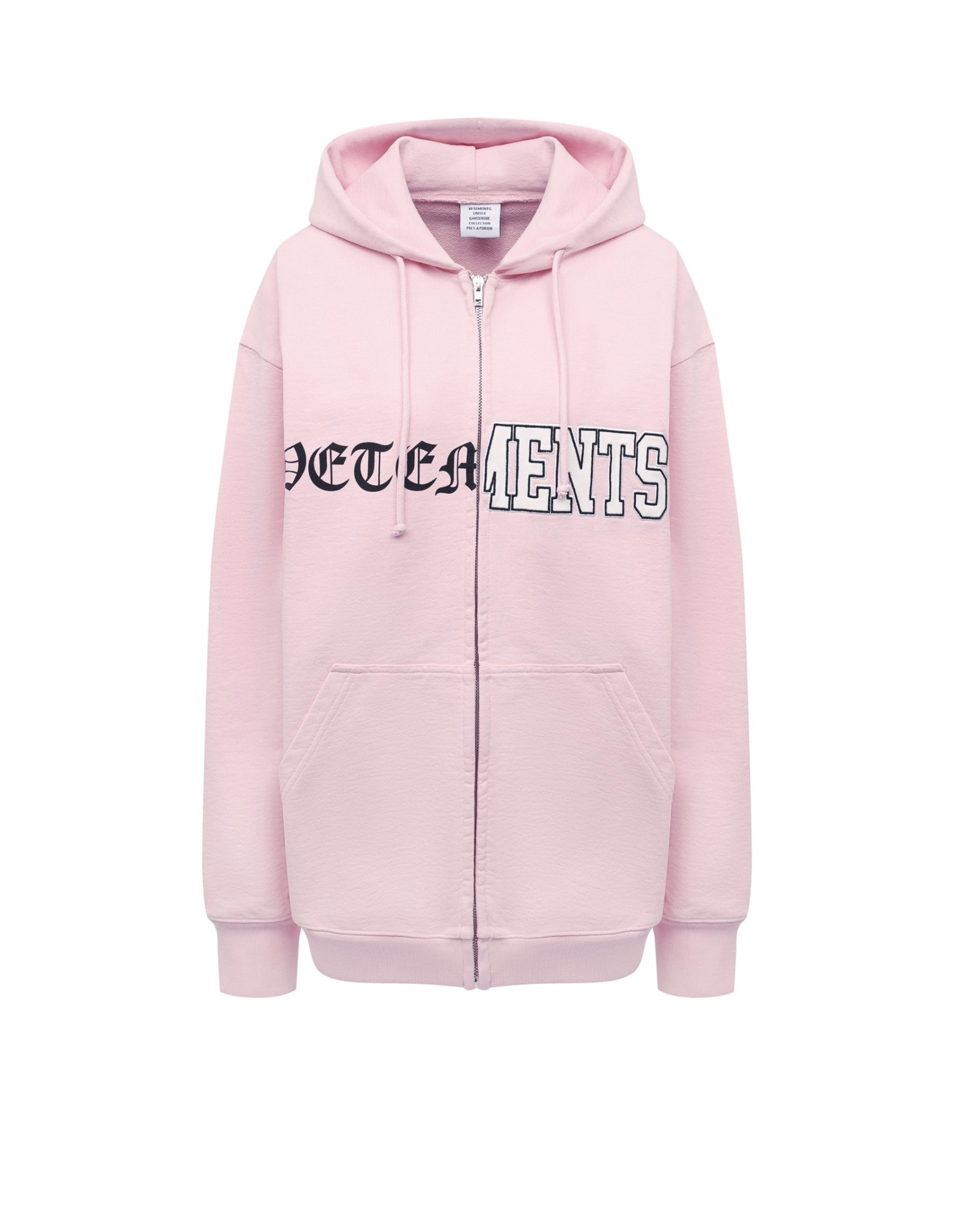VETEMENTS Розовое худи на молнии с логотипом