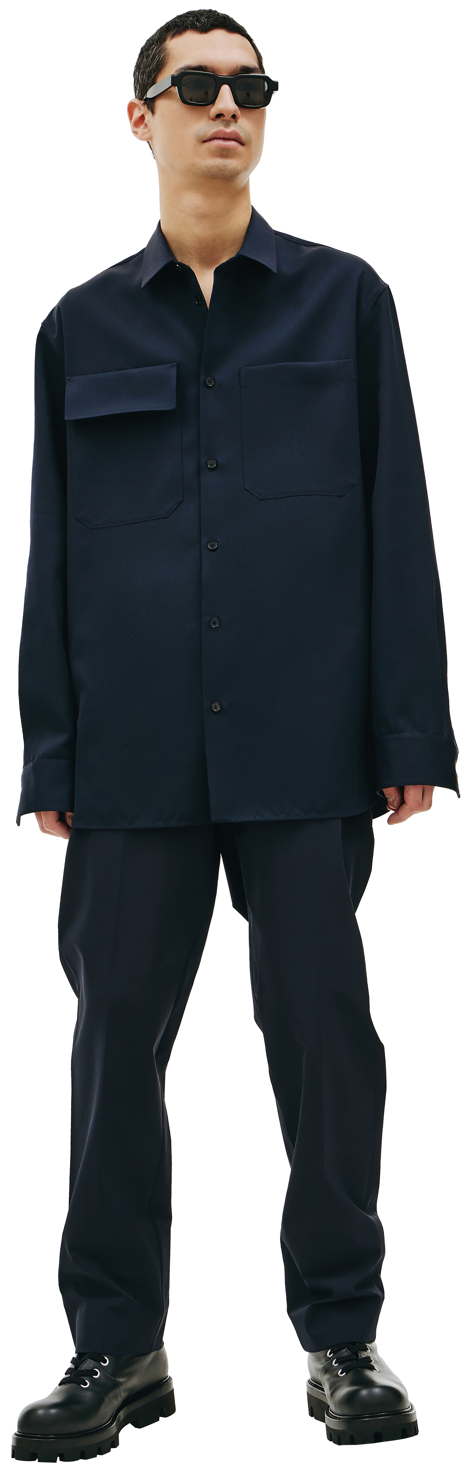 Jil Sander Рубашка из шерсти с накладными карманами