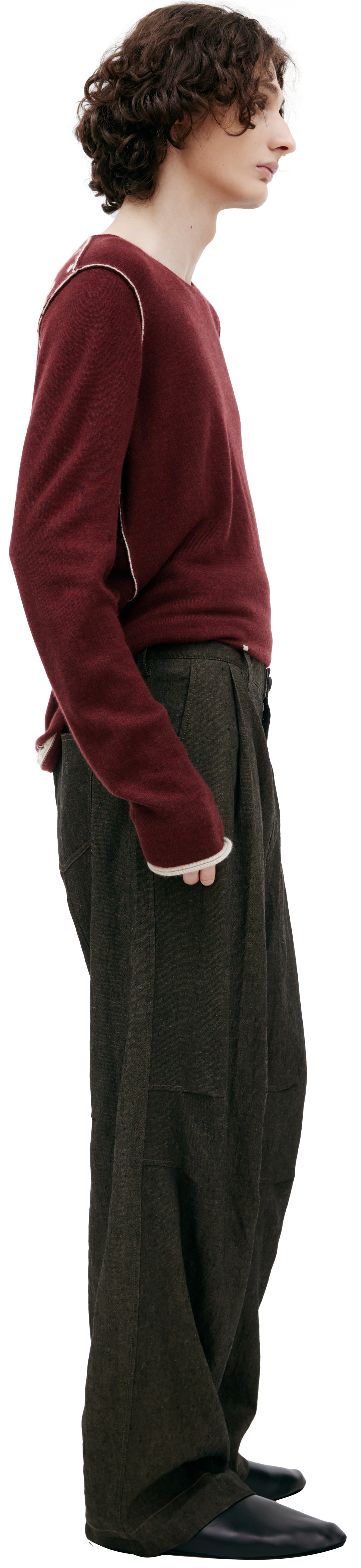 Ziggy Chen Темно-серые брюки изо льна