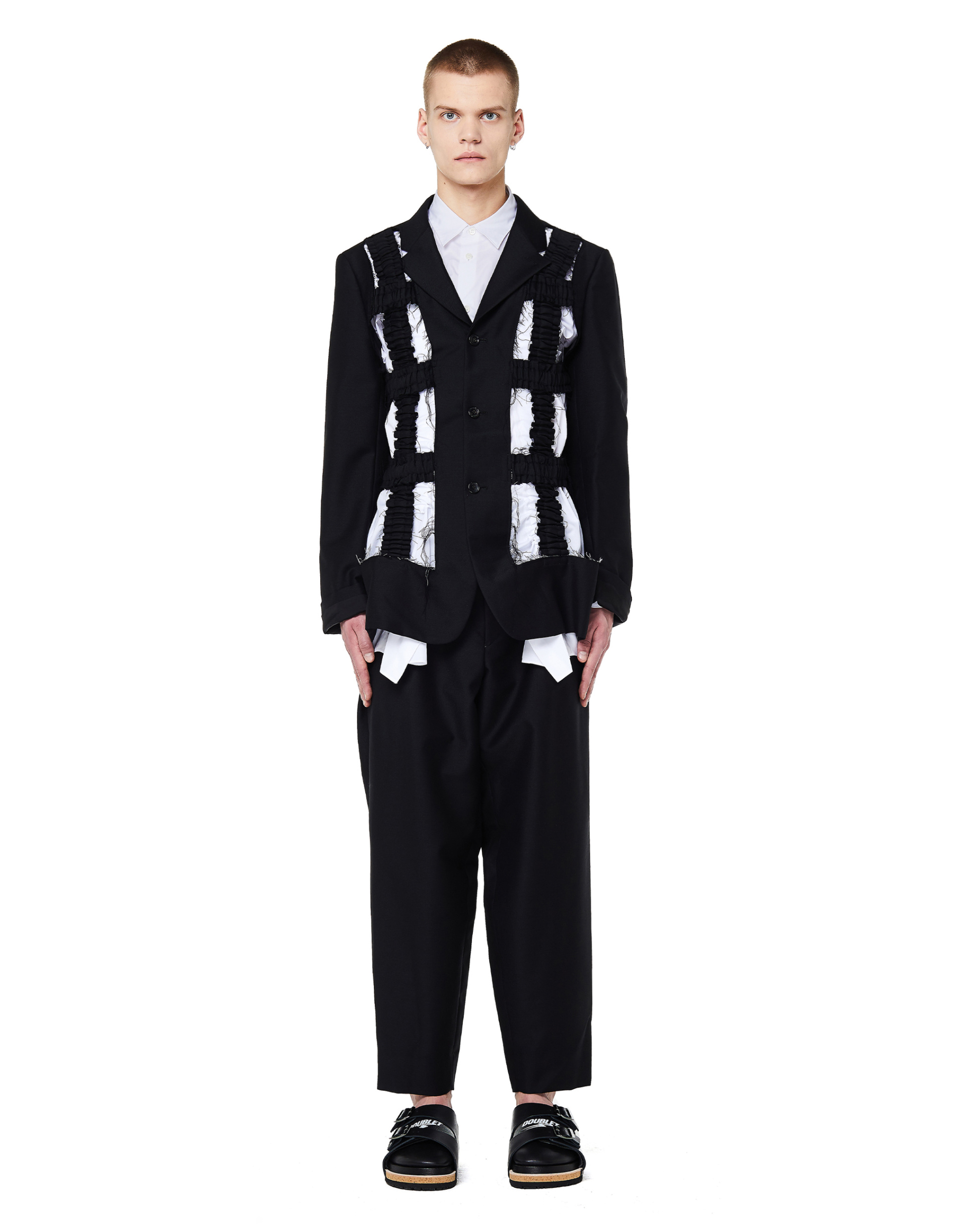 Comme des Garcons Homme plus Белая хлопковая рубашка со сборками