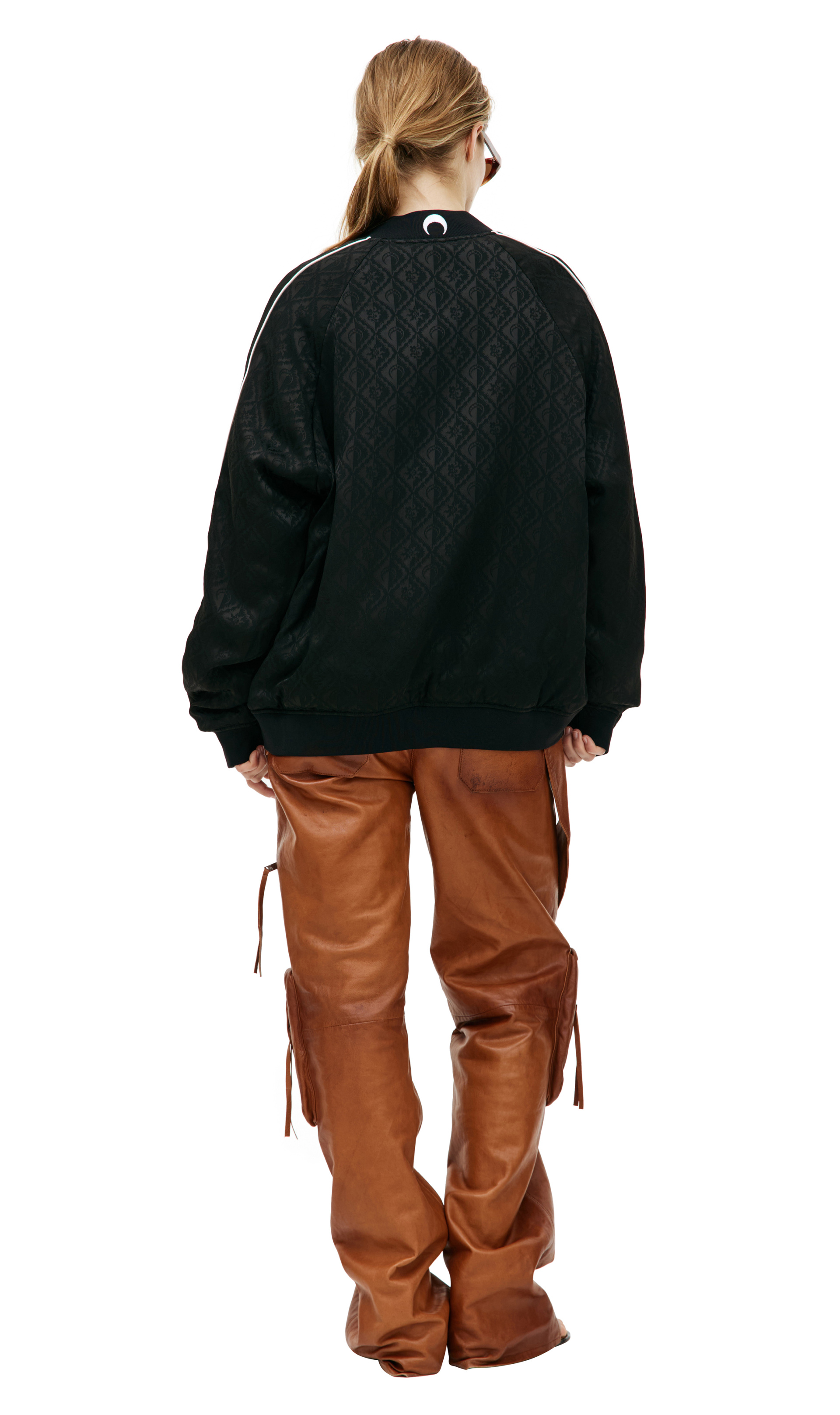 MARINE SERRE ЧЕрный бомбер с вышивкой