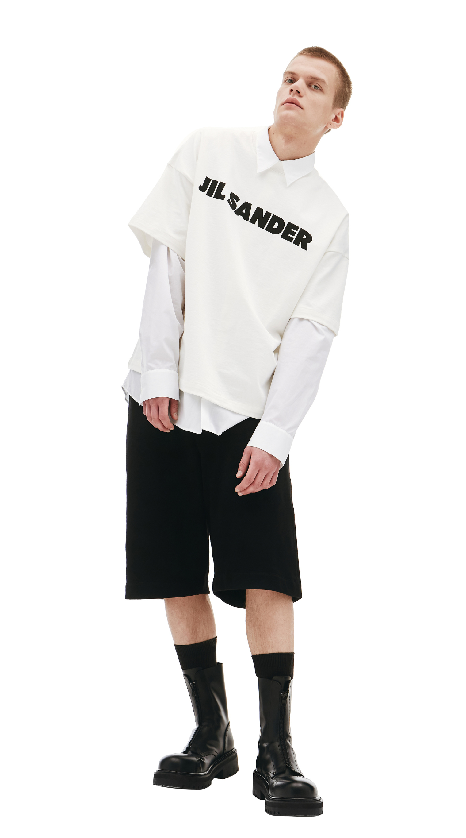Jil Sander Футболка молочного цвета с логотипом