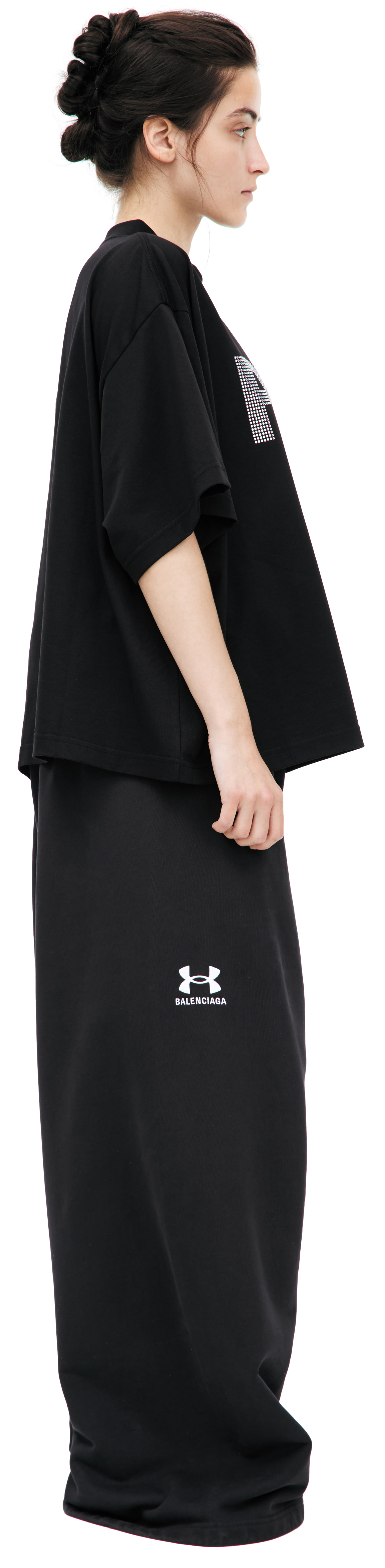 Balenciaga Футболка-818431/TRVL5/1000 PARIS из страз на груди, черн