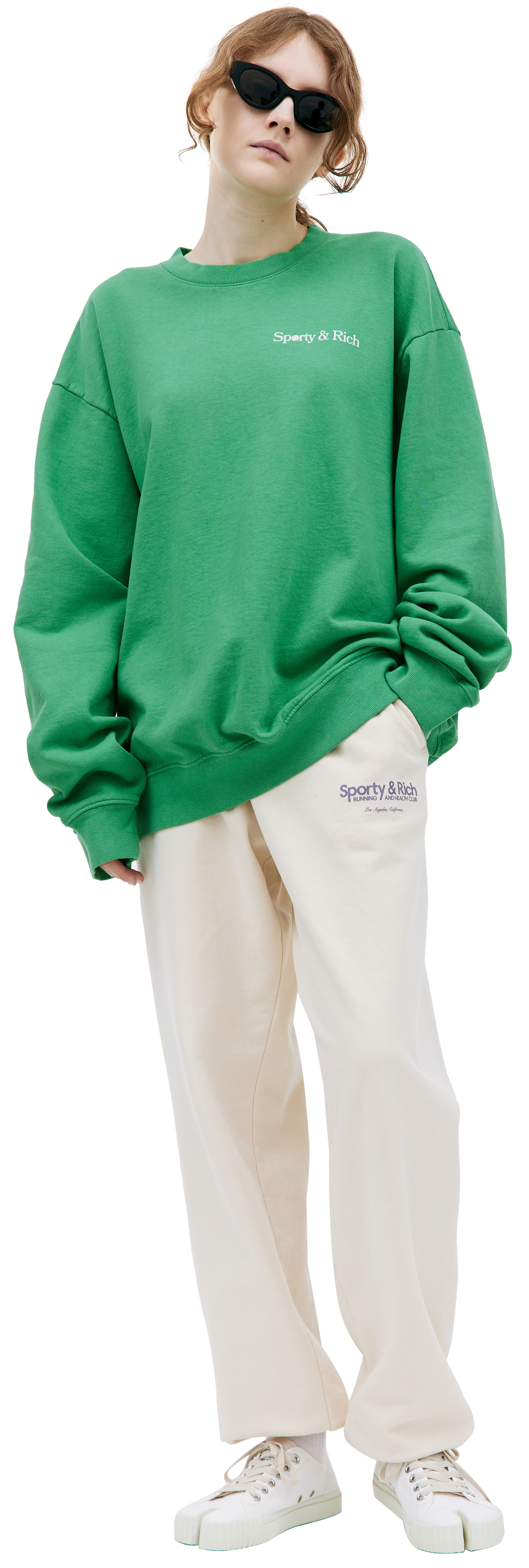 SPORTY & RICH Зеленый свитшот с принтом  \'LA Racquet\'