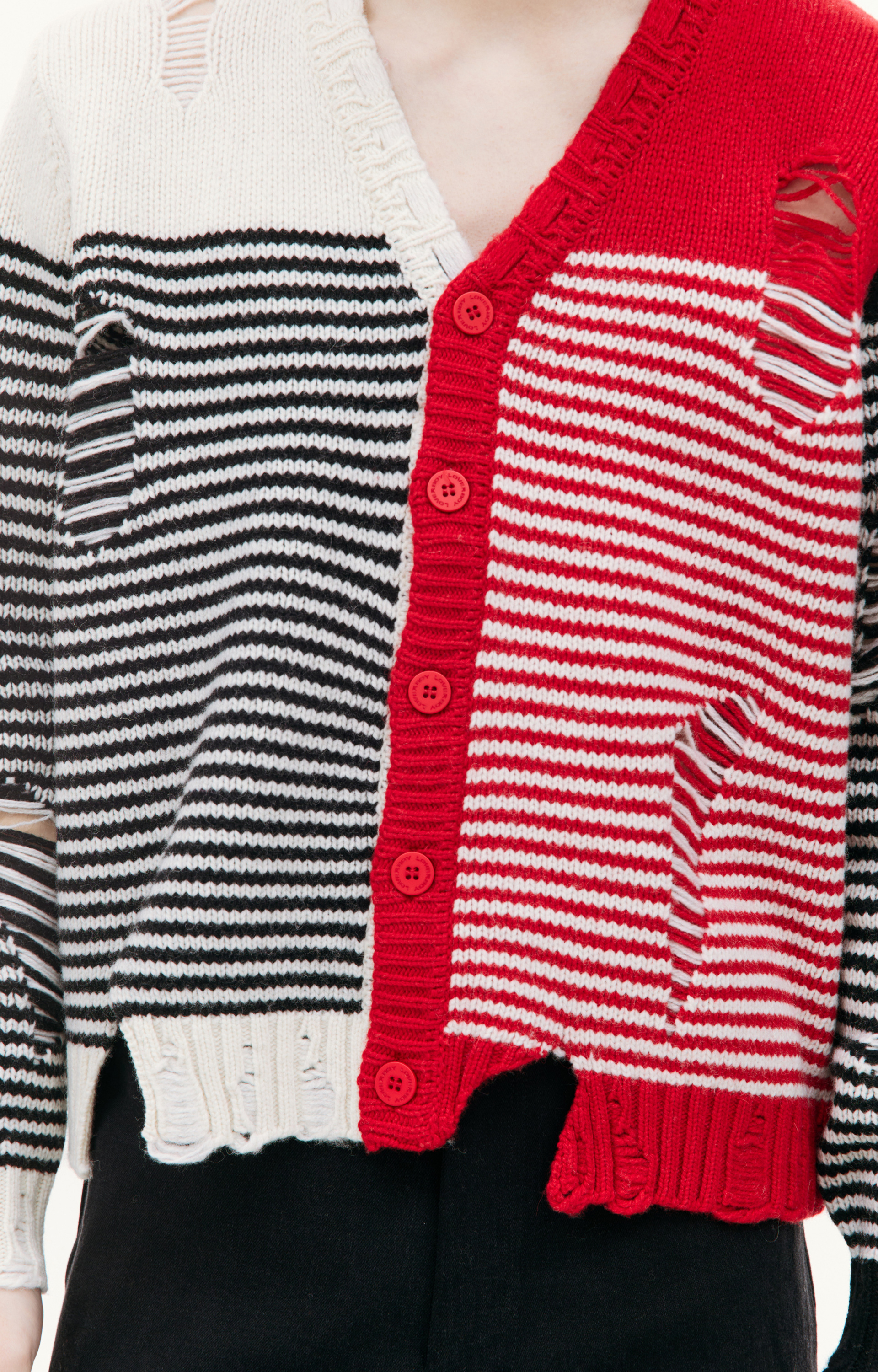 CHARLES JEFFREY LOVERBOY Рваный кардиган в полоску