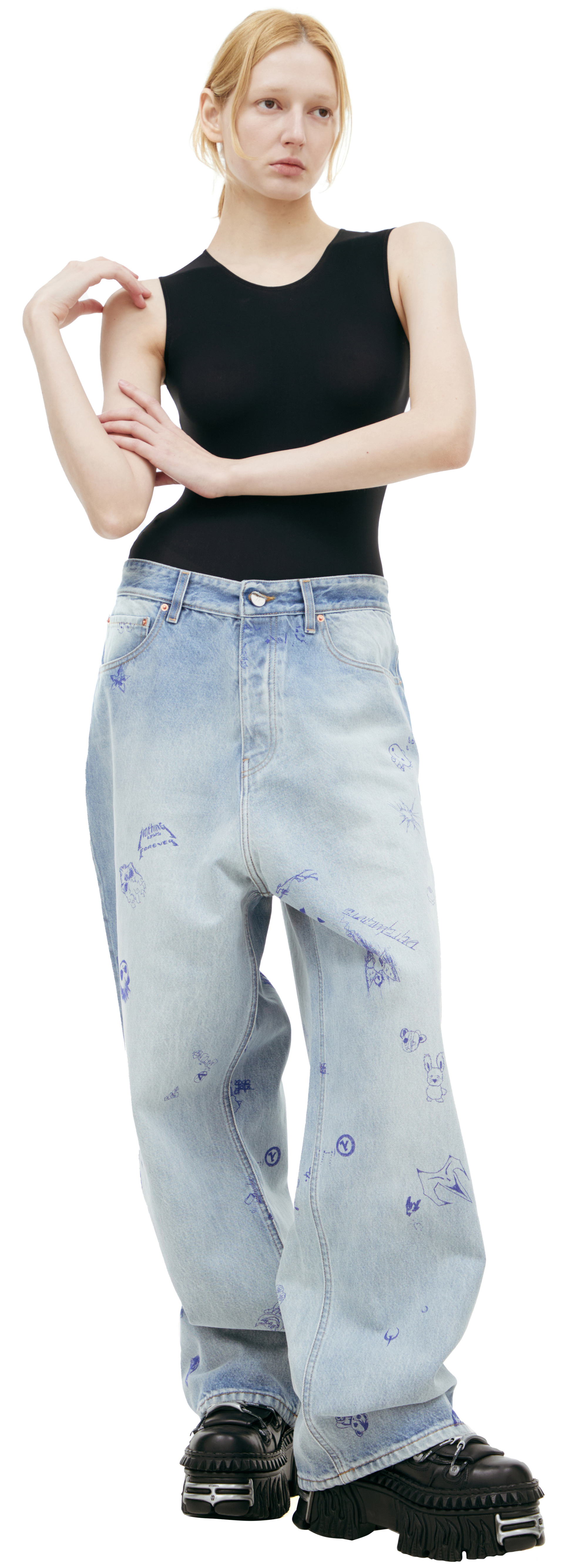 VETEMENTS Джинсы с принтами-рисунками