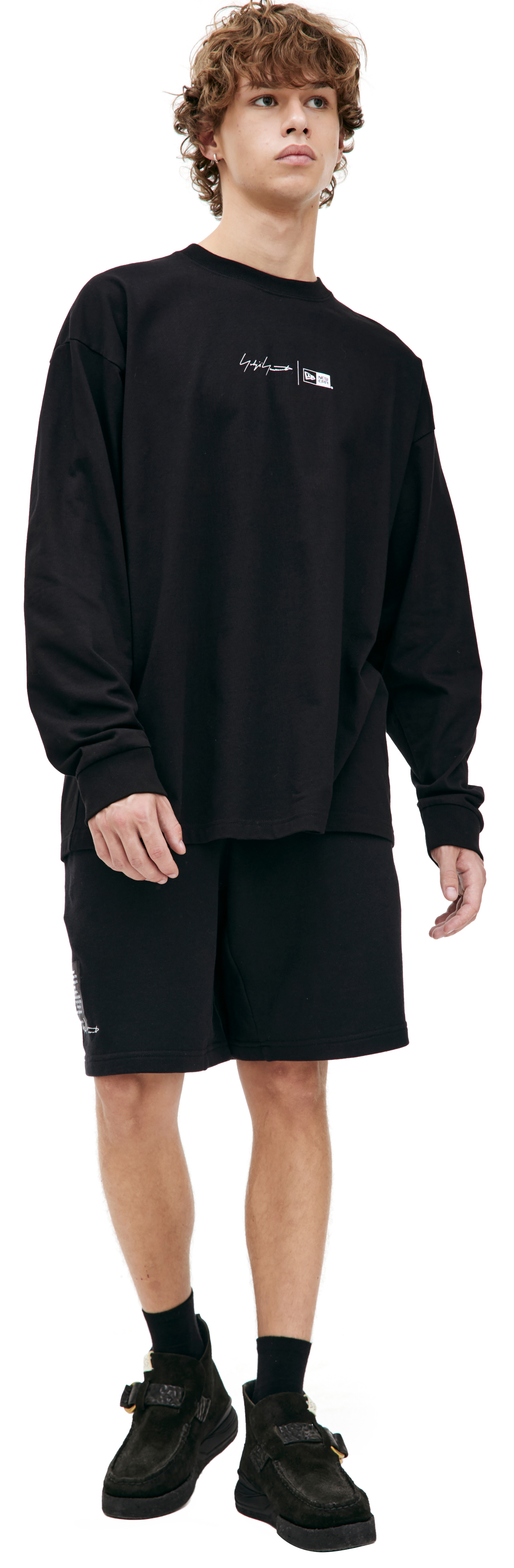 Yohji Yamamoto Лонгслив с принтом Yohji Yamamoto x NEW ERA