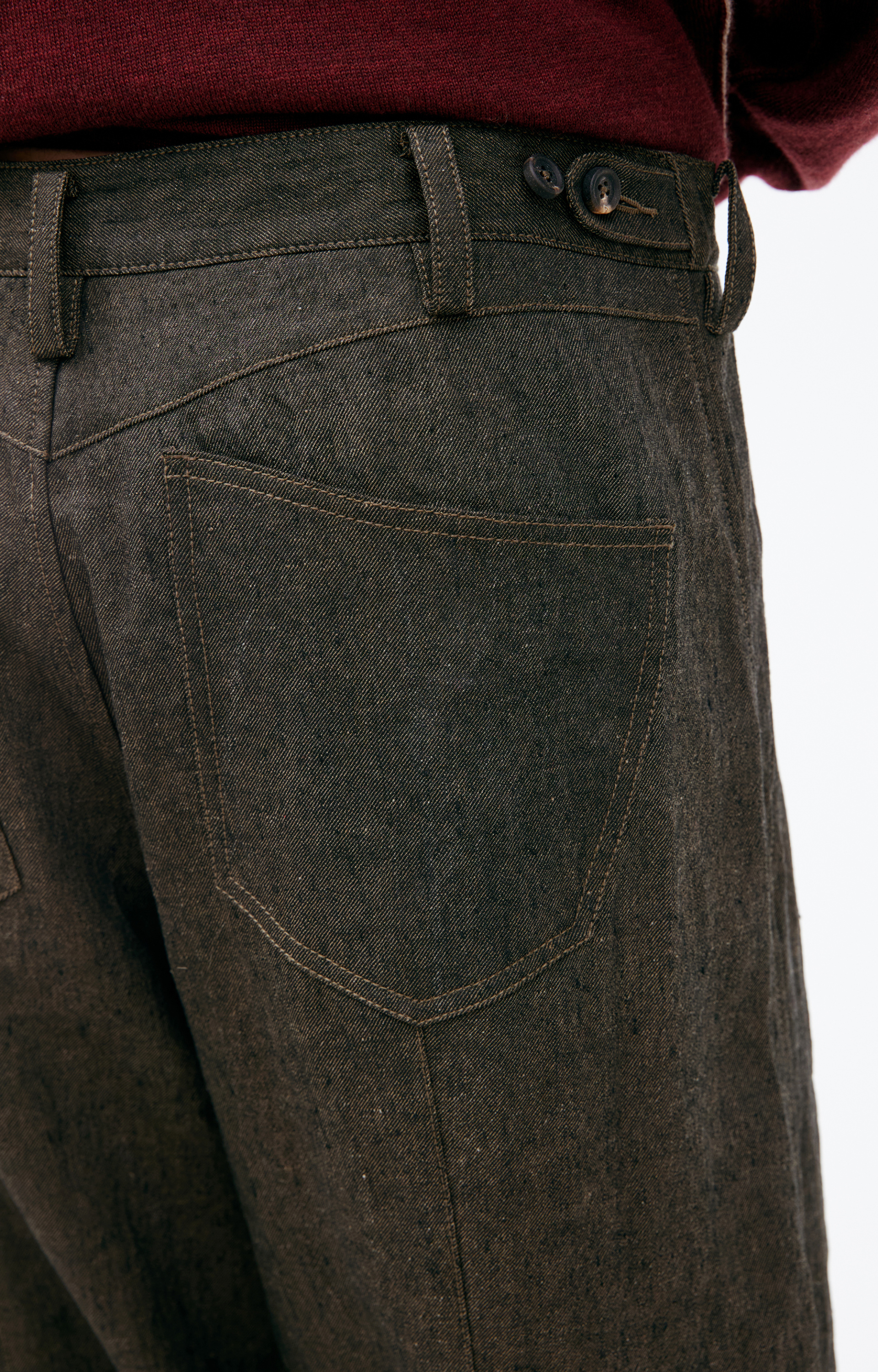 Ziggy Chen Темно-серые брюки изо льна