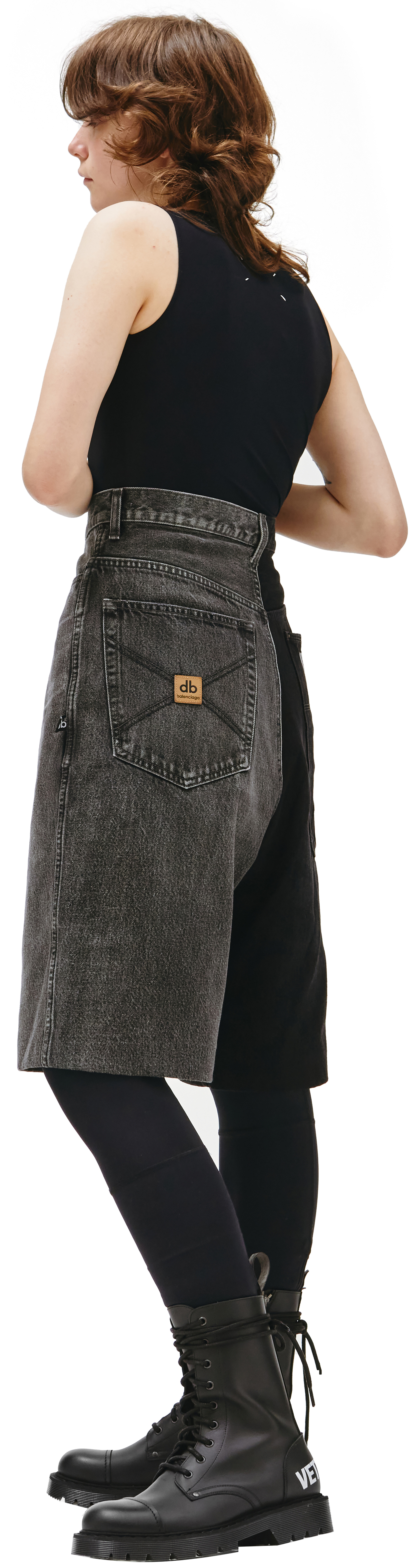 Balenciaga Черно-серые джинсовые шорты с вышивкой