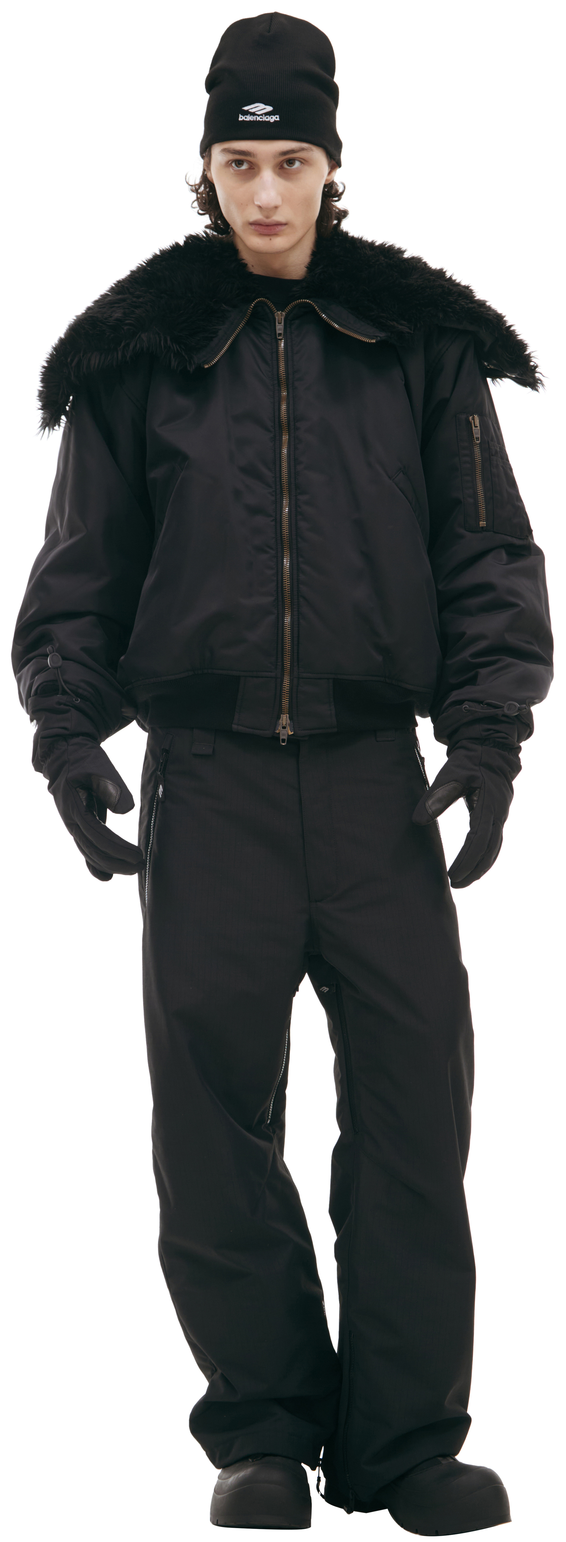 Balenciaga Бомбер с меховым воротом