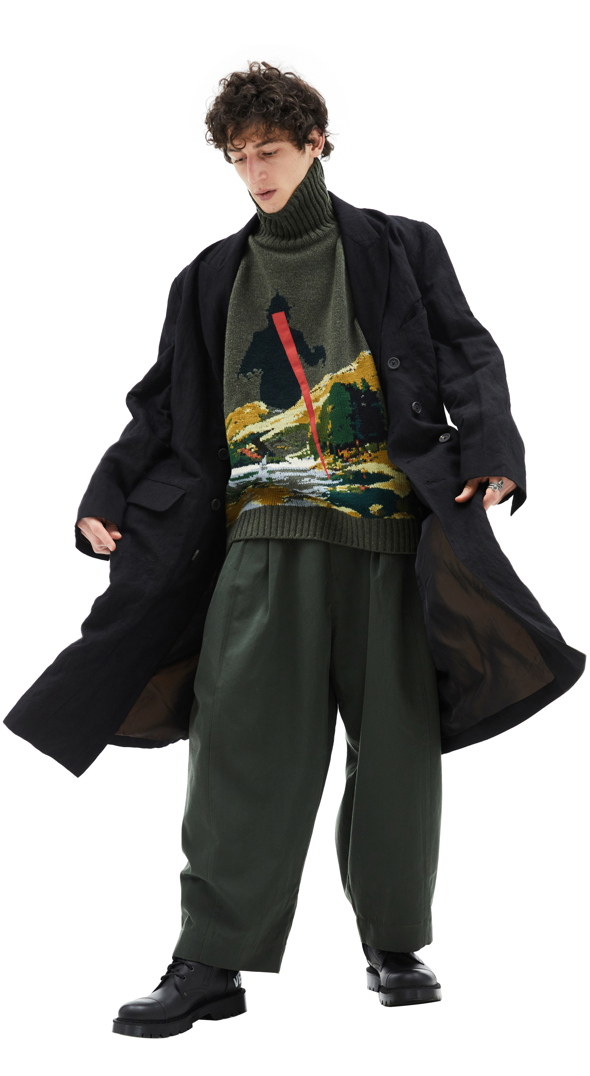 Ziggy Chen Двубортное Оверсайз Пальто