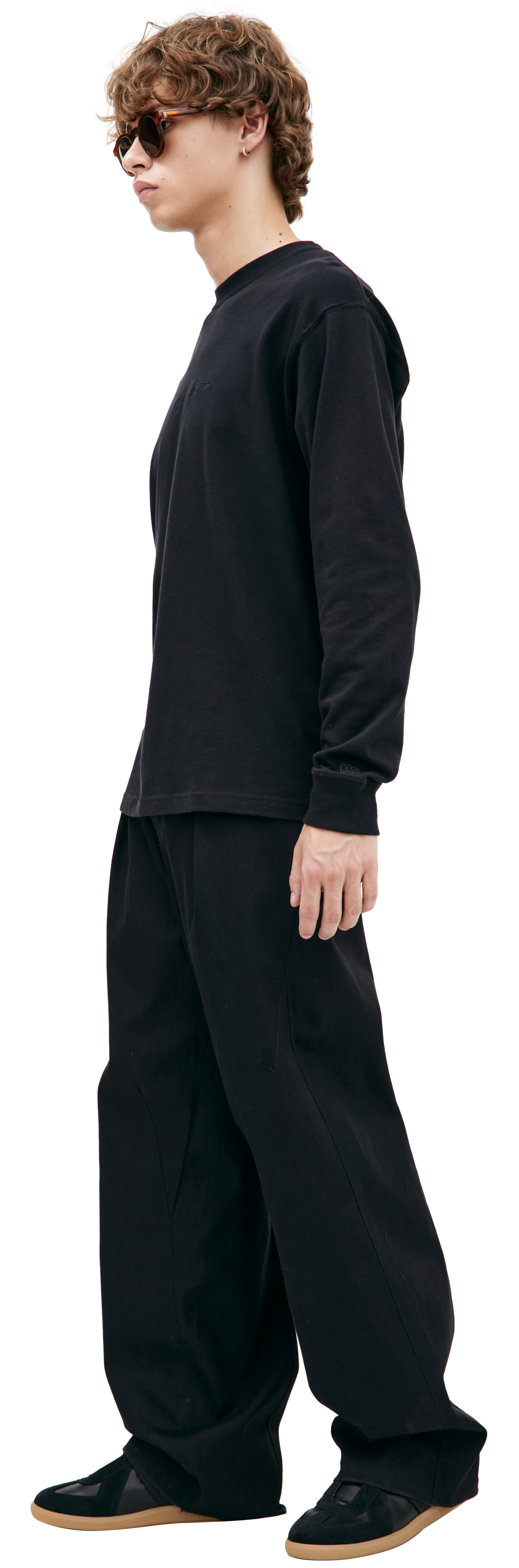 Yohji Yamamoto Черный лонгслив с принтом